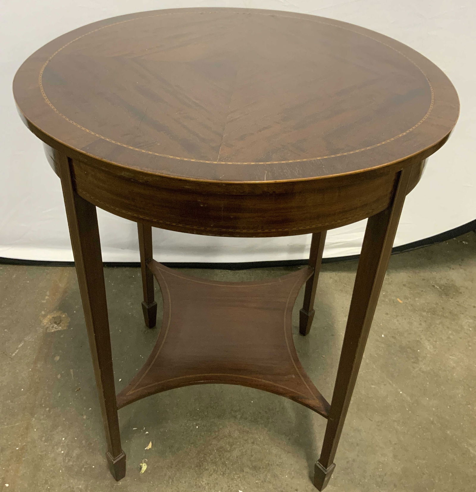 Vintage Circular Wooden Marquetry Side Table (1 of 8)