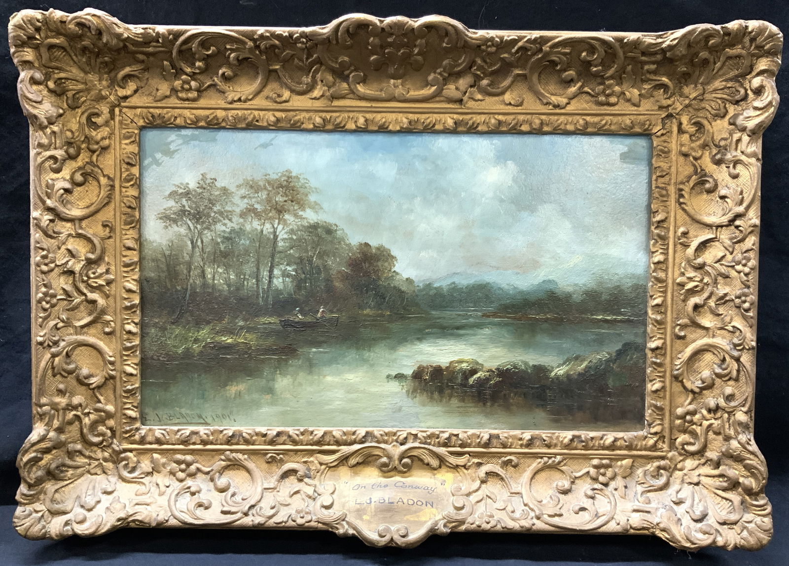 E.J.Baldon Signed Lake Landscape Oil Painting (1 of 9)