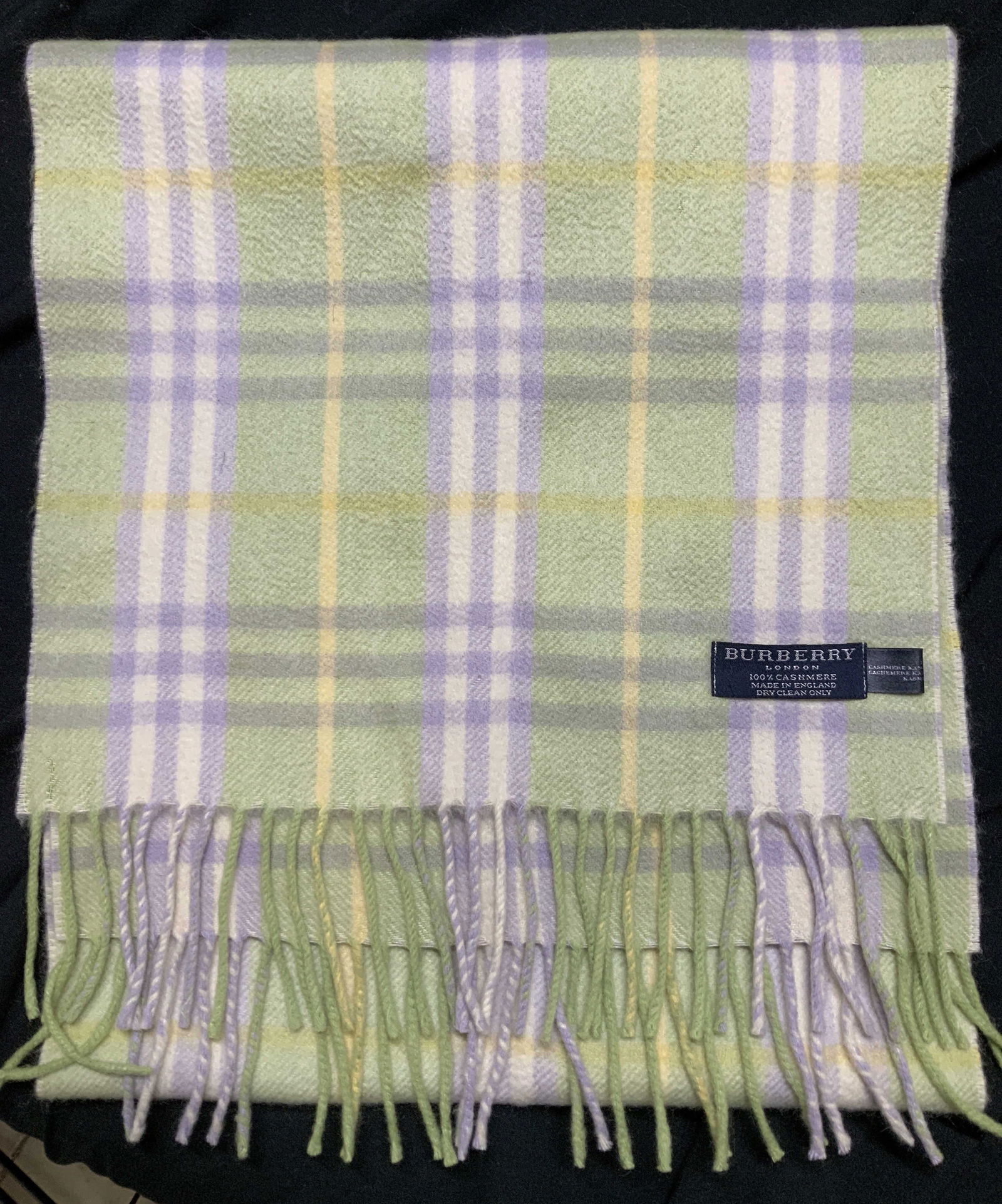Burberry LONDON Cashmere Green/Lilac Scarf (1 of 6)