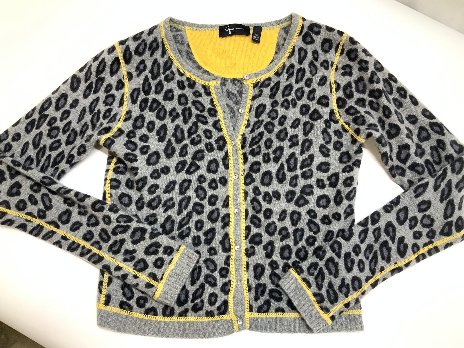 AQUA Leopard Print Cashmere Cardigan (1 of 6)