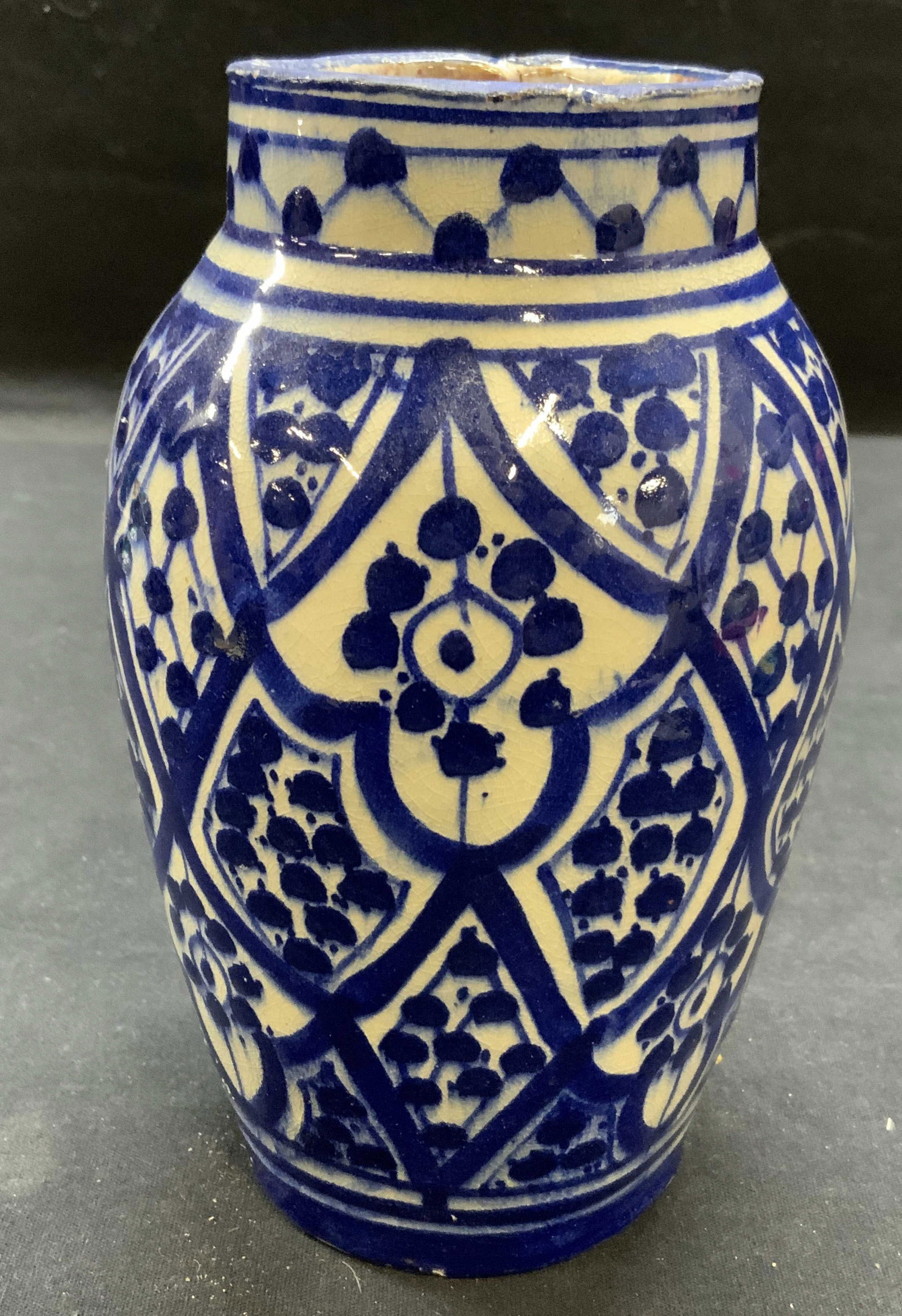 Safi Pottery Blue & White Vase, Morocco (1 of 7)