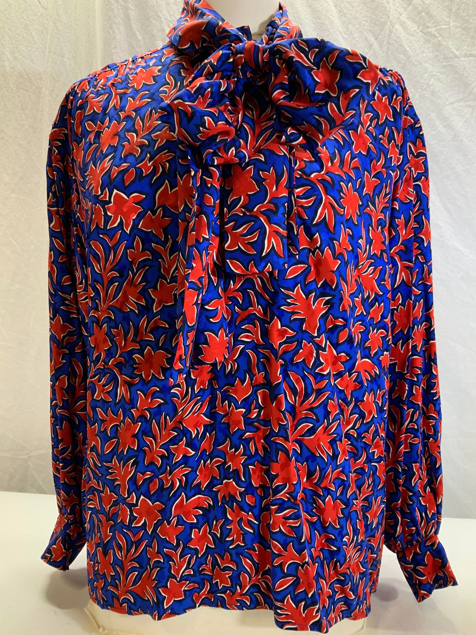 Yves St Laurent Silk Leaf Print Blouse, France (1 of 9)