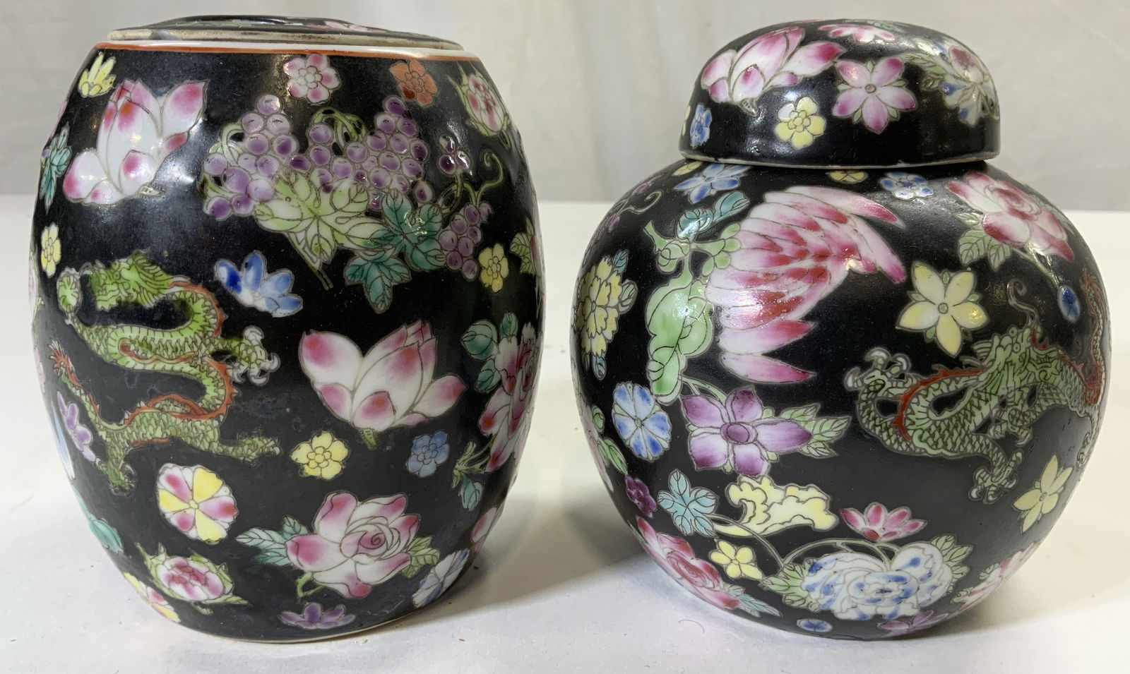Signed Lot 2 Asian Porc Ginger Jars Lidded Vessels (1 of 9)