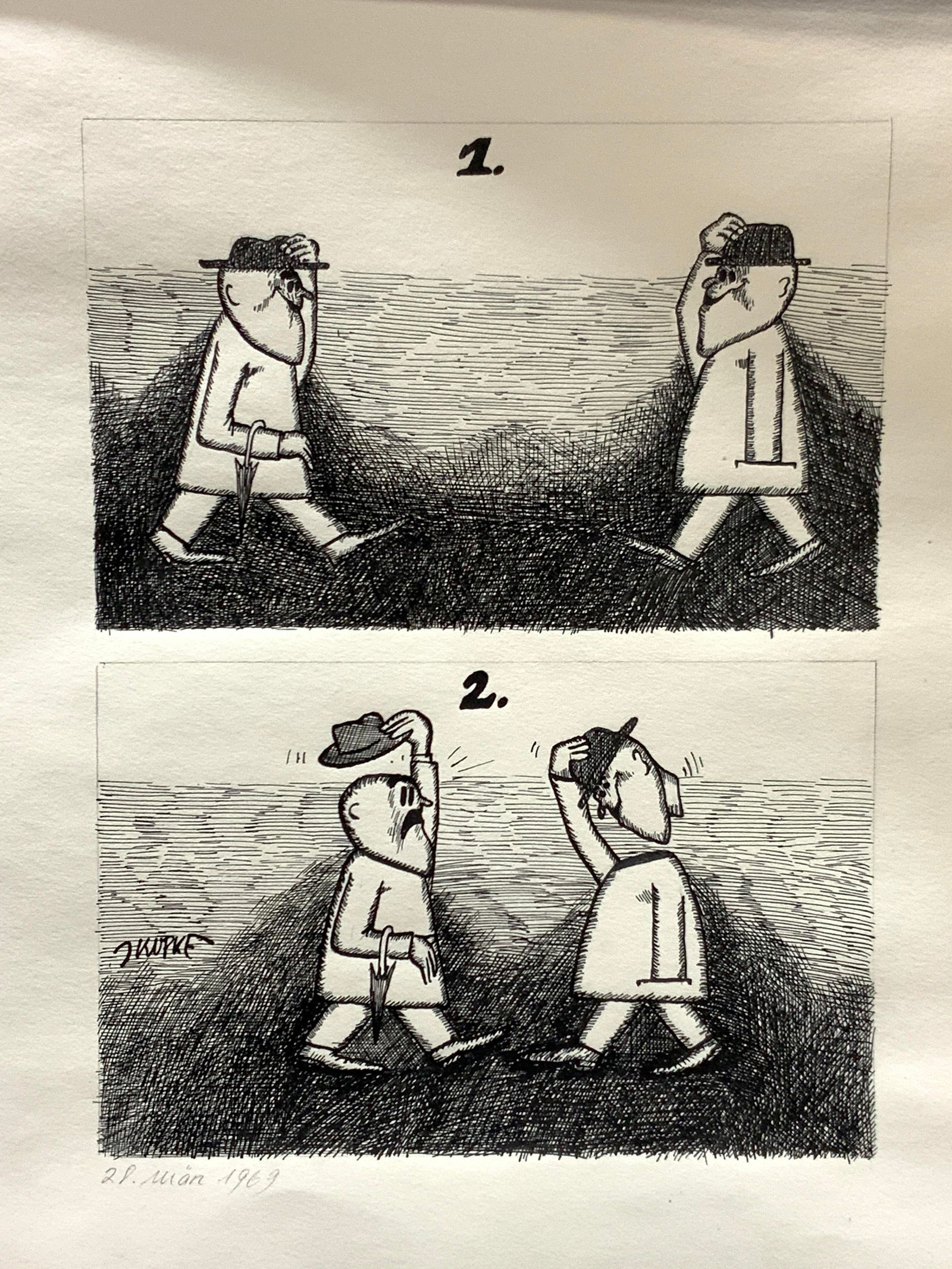 Mian Signed 1969 Comic Ink Drawing (1 of 10)