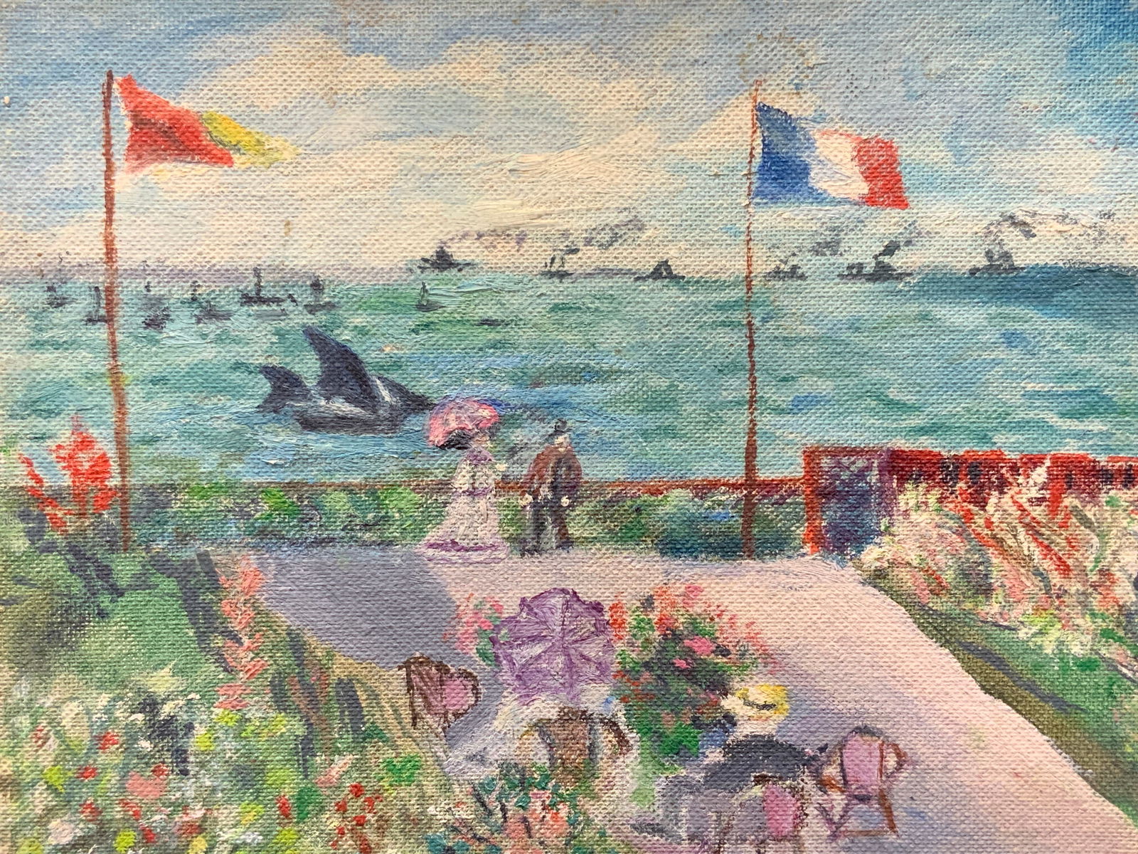 Vintage French Seascape Oil Painting (1 of 8)