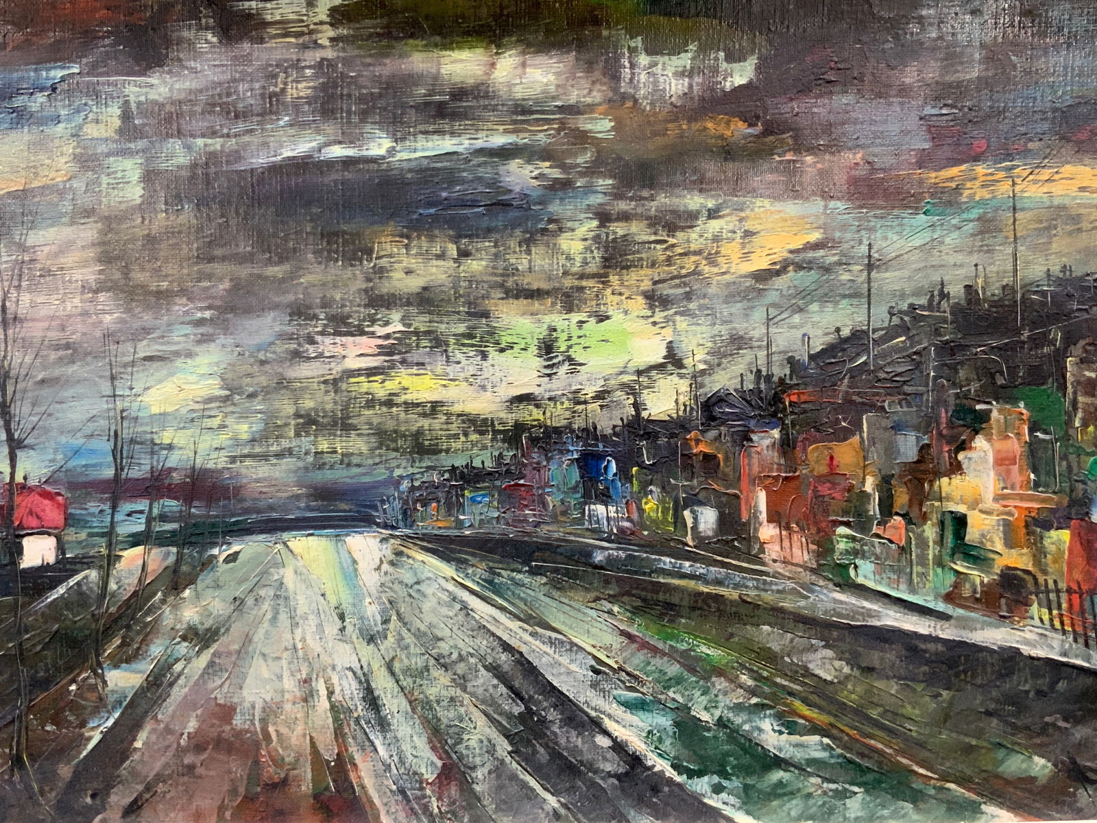 Signed Impressionist Style Cityscape Oil Painting (1 of 11)