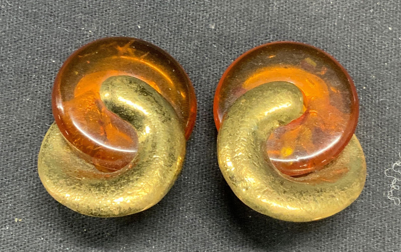 FABRICE PARIS Gold Tn Amber Style Earrings, France (1 of 6)