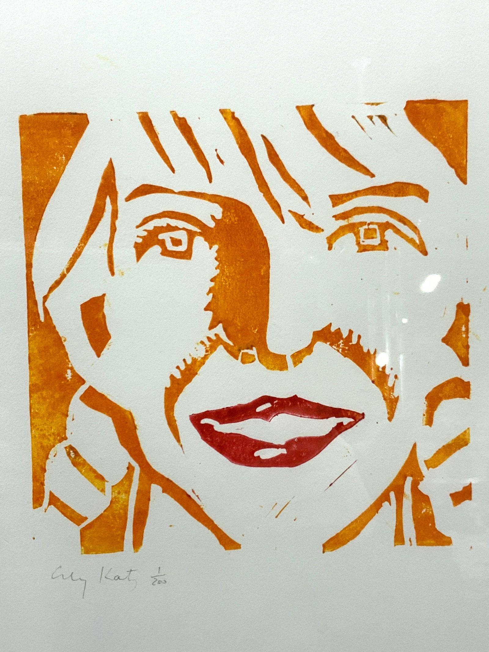 ATTR Katz Signed Womans Face Lino Cut (1 of 9)