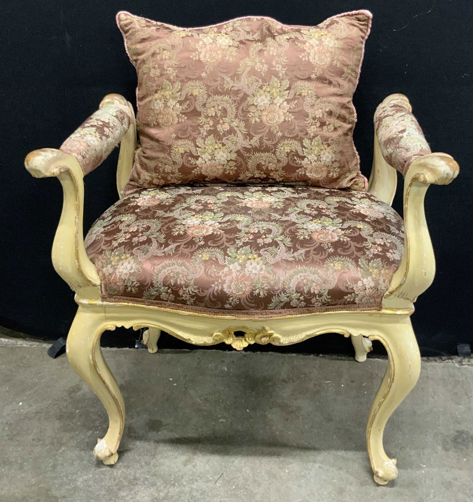 Antique Carved Upholstered Bench / Vanity Stool (1 of 15)