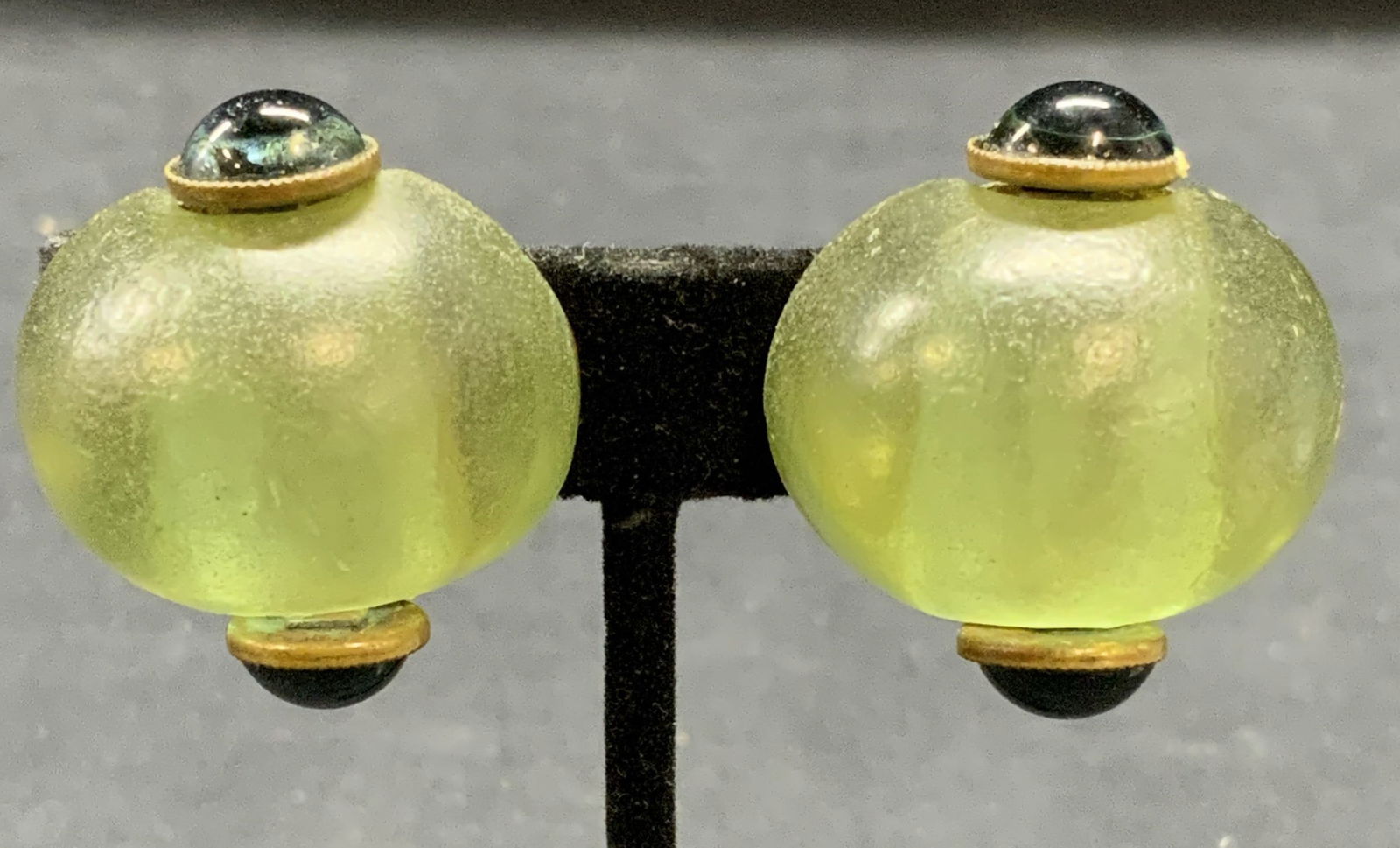 FABRICE PARIS Green Lucite Earrings, France (1 of 6)