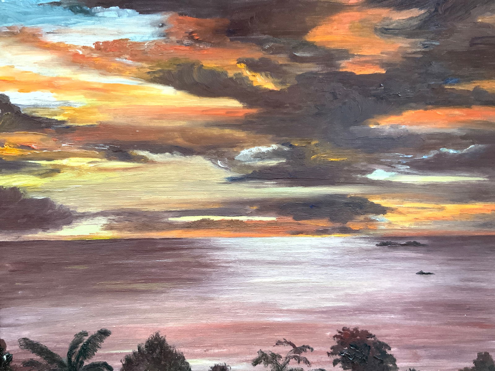 Else Reuser Sgd Sunset Landscape Acrylic Painting (1 of 11)