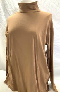 Romeo Gigli Cotton Long Sleeve Top, Italy , Plus: Pumpkin tones vintage ROMEO Gigli Cotton and Elastain Long sleeve top with a mock turtleneck. 88% cotton, 12% elastane. Will fit size XL. 40-42 in. Waist, 27 in. Long. Property of Manhattan estates an