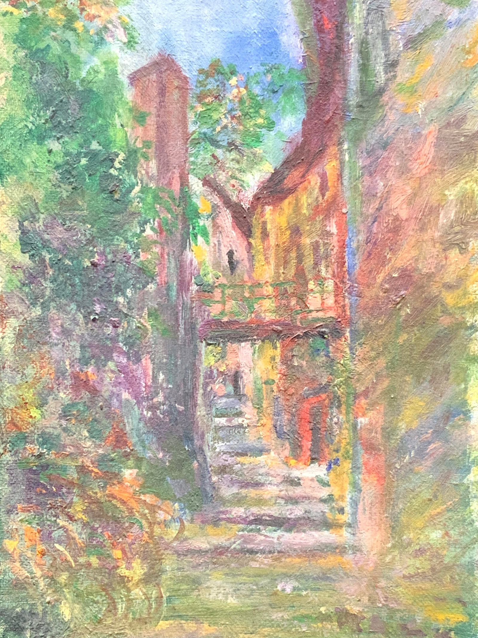 Signed Street Scene Oil Painting (1 of 10)