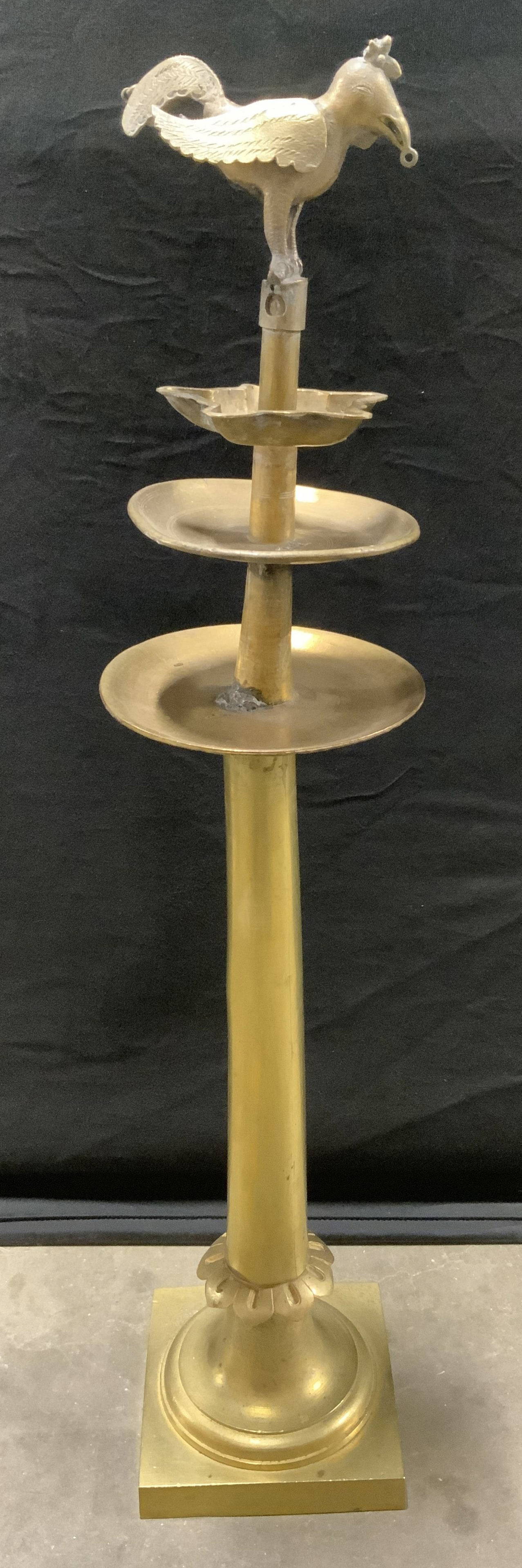 Antique Brass Floor Oil Lamp W Traditional Rooster Auction