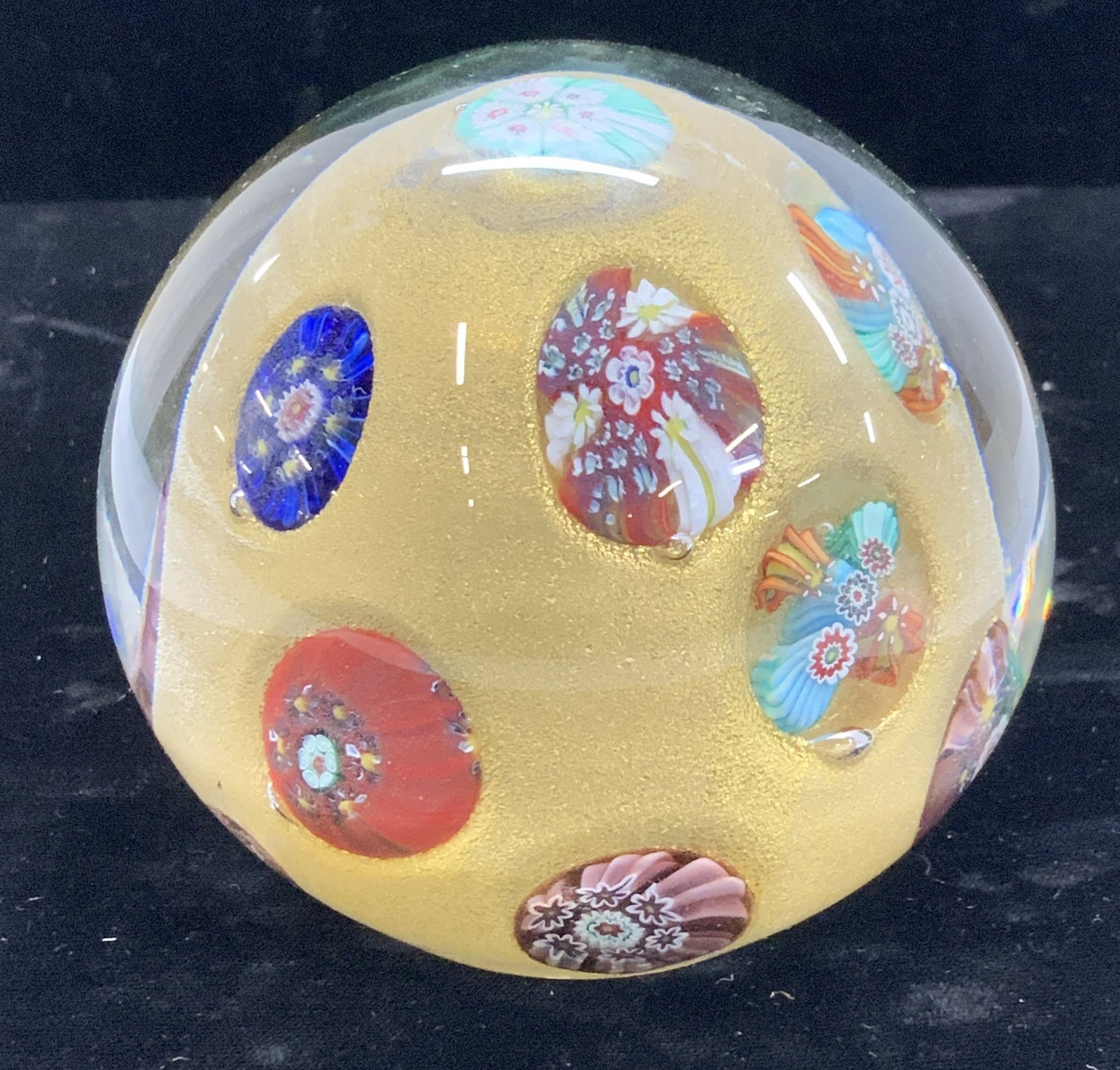 Millefiori/24K Gold Murano Paperweight, Italy (1 of 7)