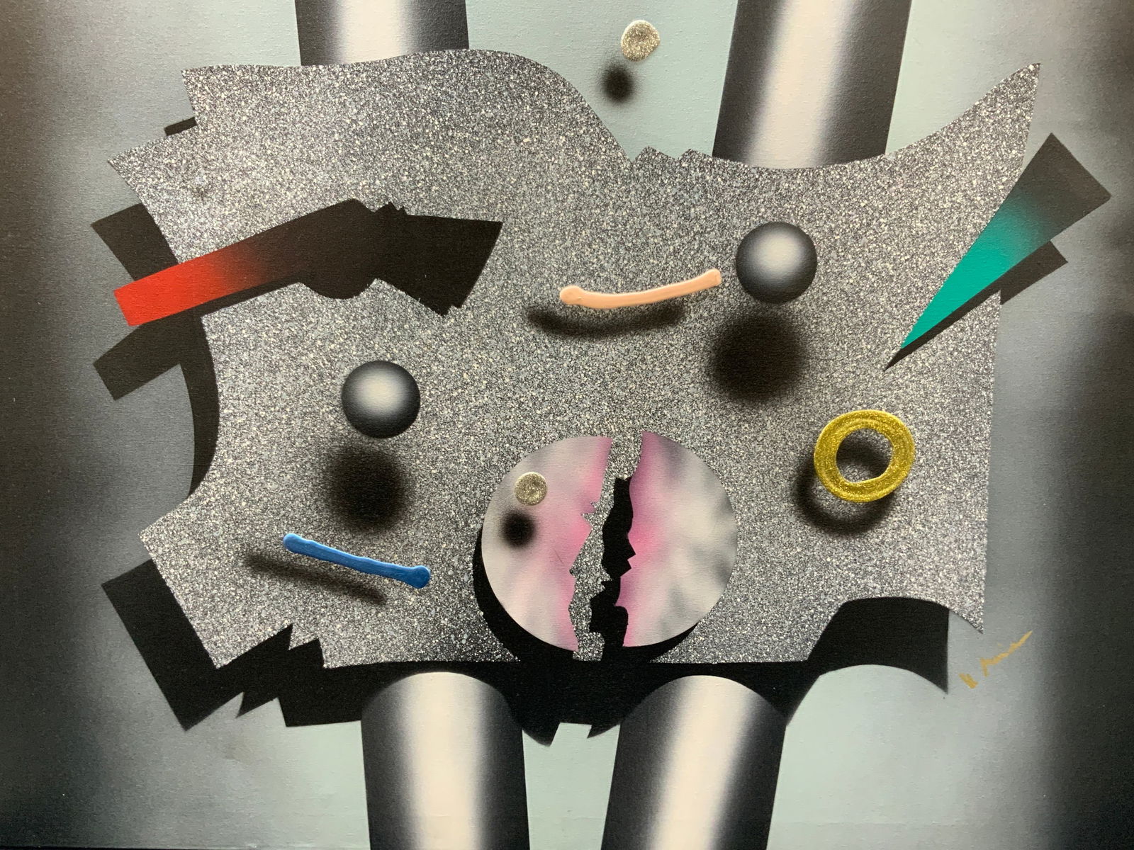 Signed Vintage 80s Modernist Air Brush Painting (1 of 12)