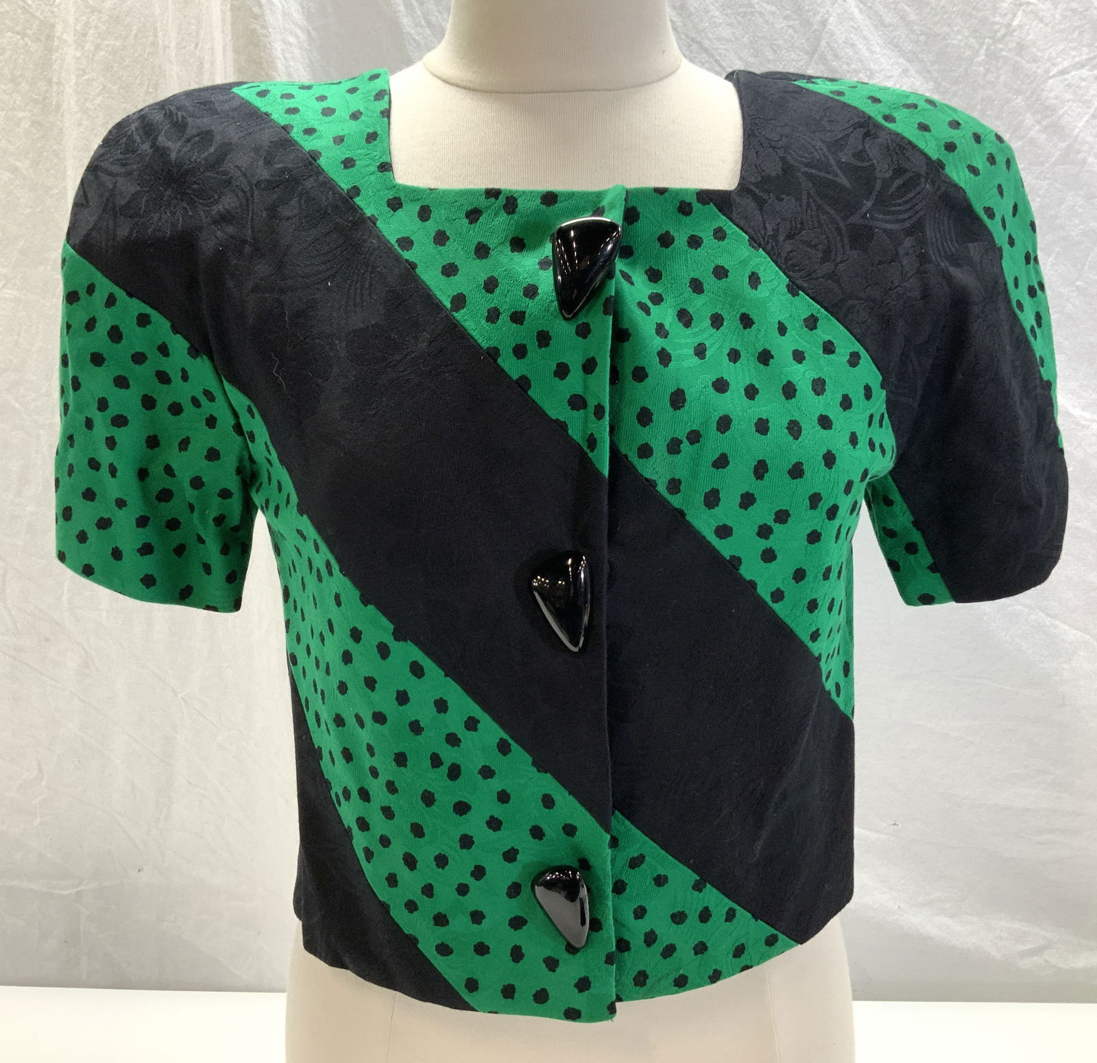 1980s Style Cotton Color Block Jacket (1 of 7)