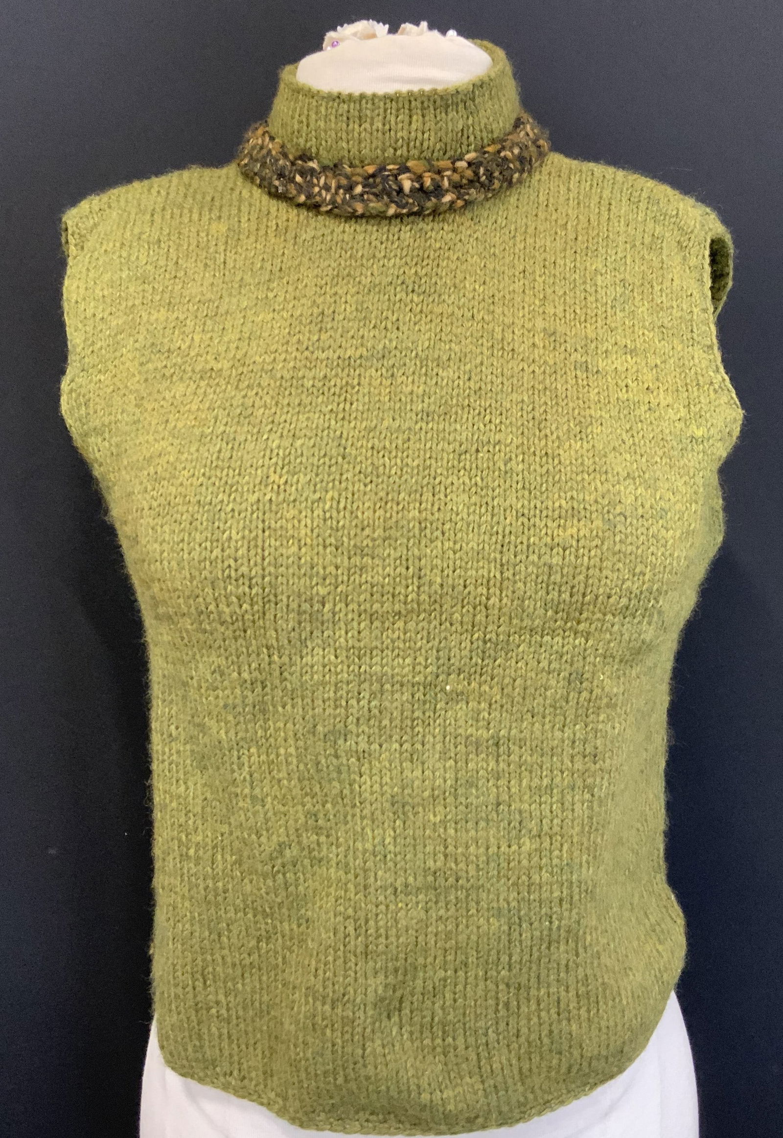 Green Knit Wool Sleeveless Sweater (1 of 6)