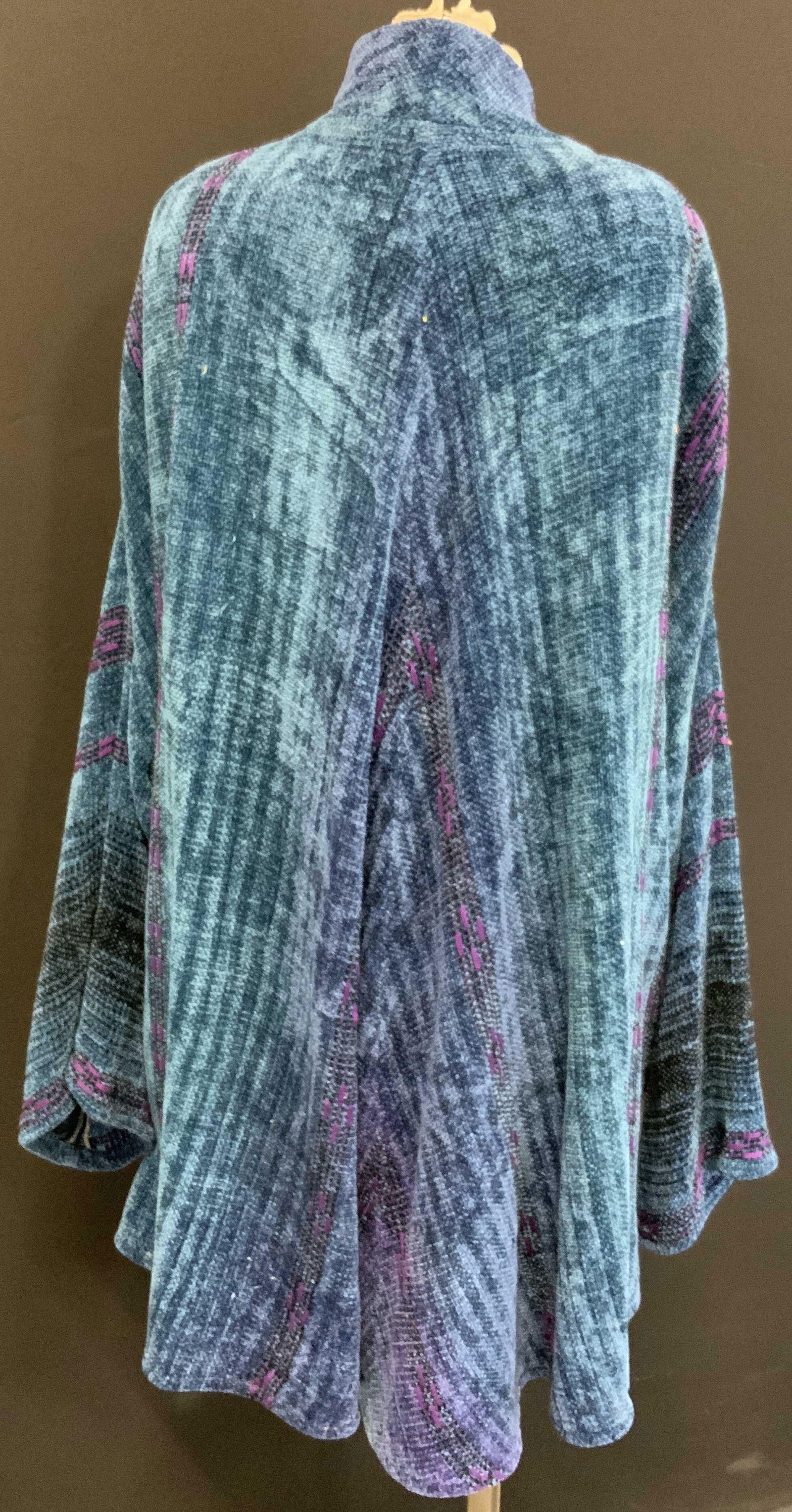 Cynthia Krause Blue Chenille Cardigan Sweater (1 of 6)