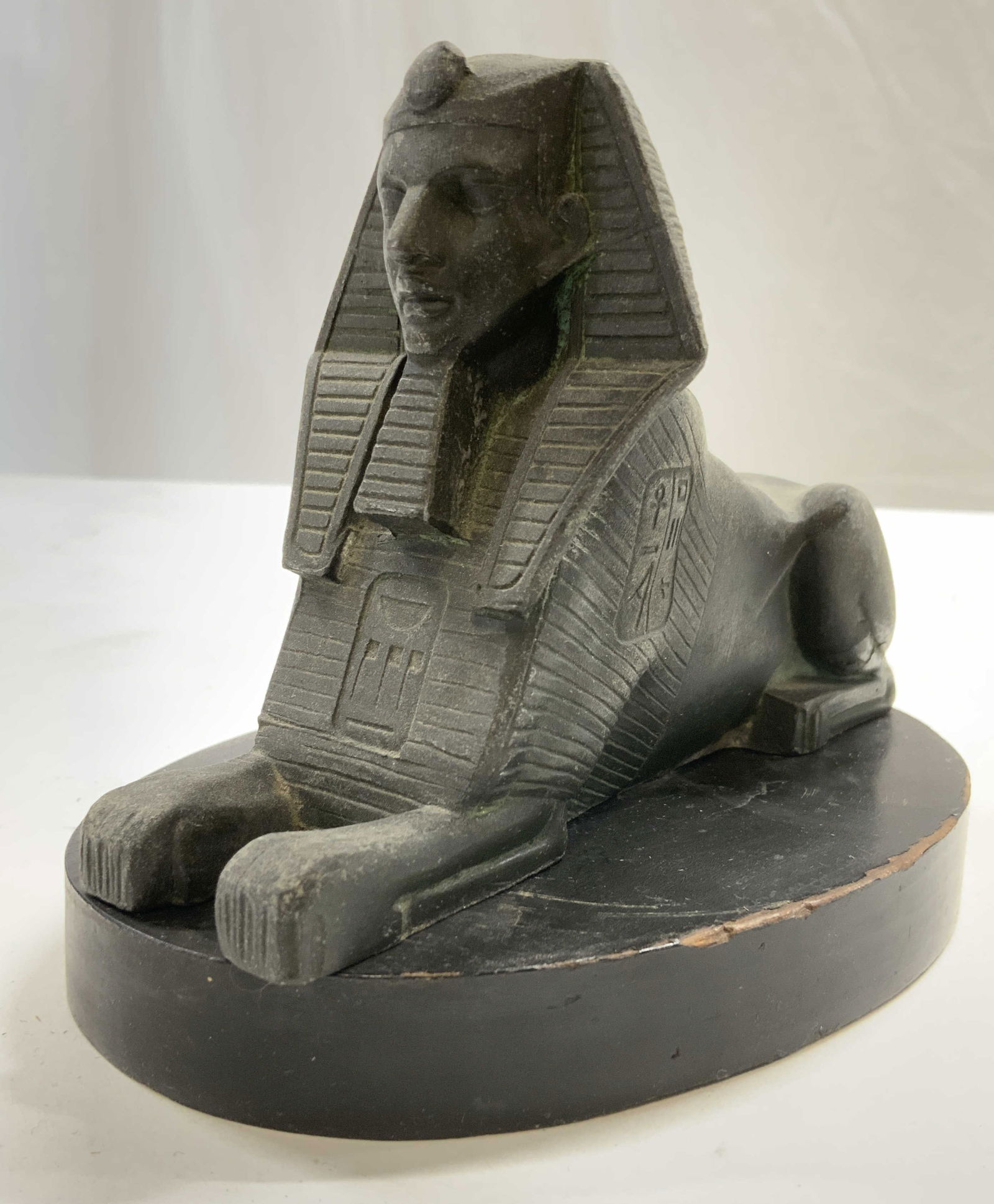 Vintage Ceramic Sphinx Figure W Wooden Base (1 of 7)