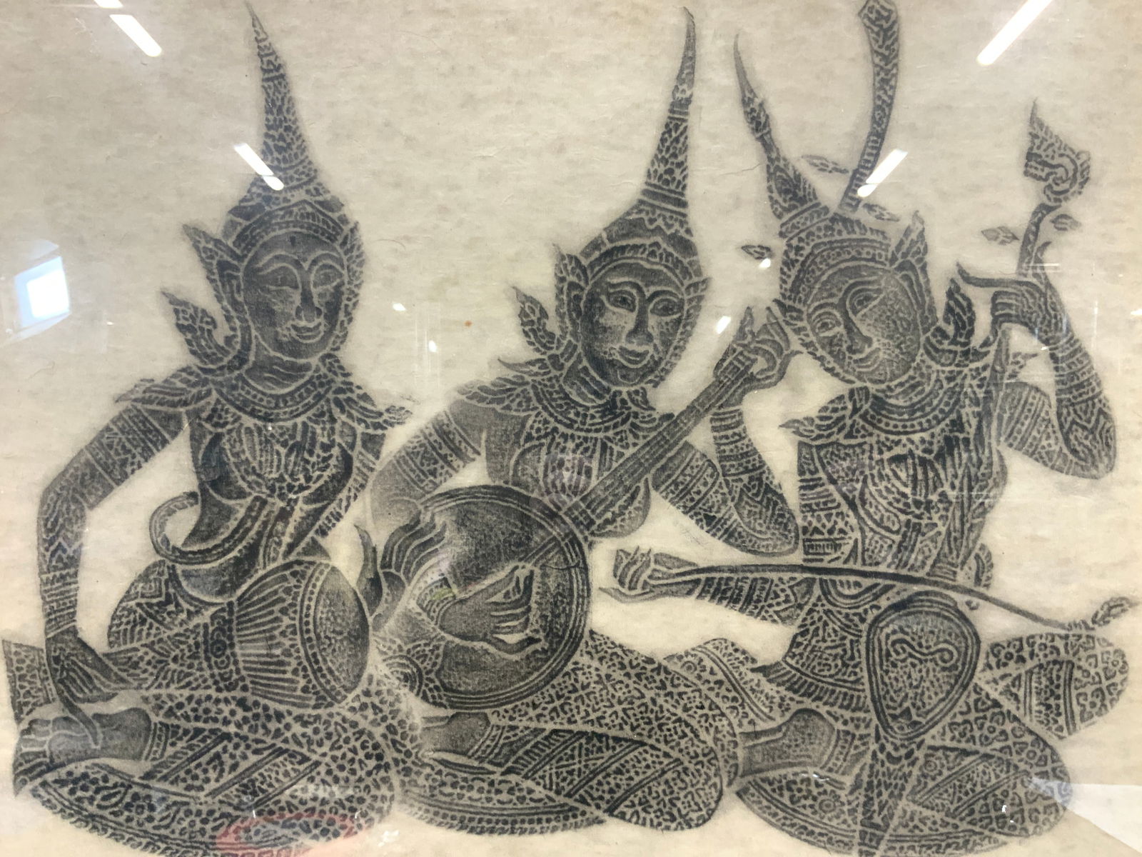 3 Musicians Thai Temple Charcoal Rubbing (1 of 8)