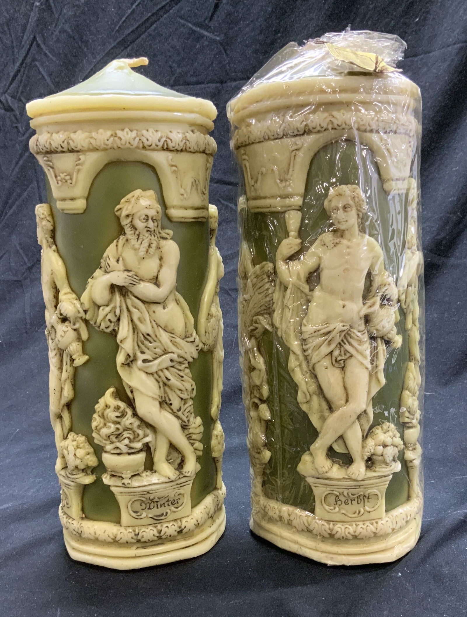 Pair Solstice Embossed Candles, Germany 11in (1 of 10)