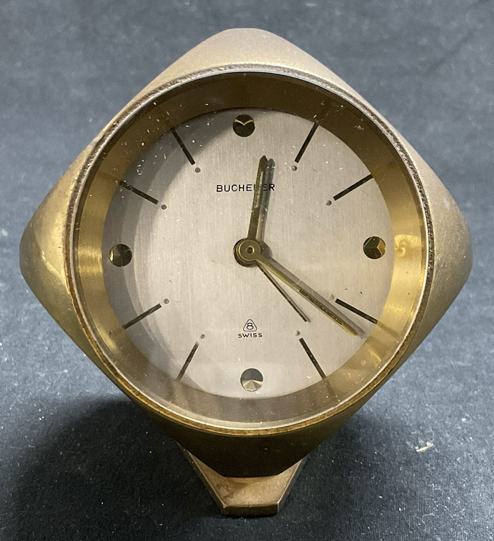 MCM BUCHERER Brass Dice Motif Desk Alarm Clock (1 of 6)