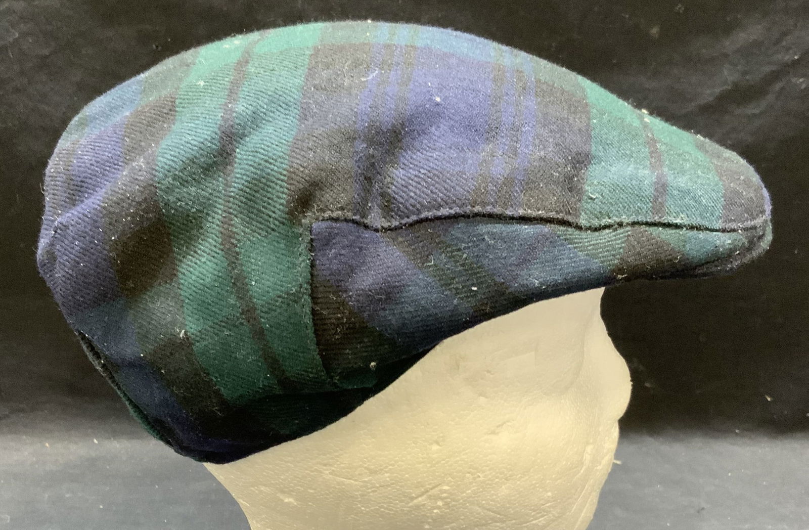 Scotch House Green Blue Wool Plaid Hat (1 of 7)