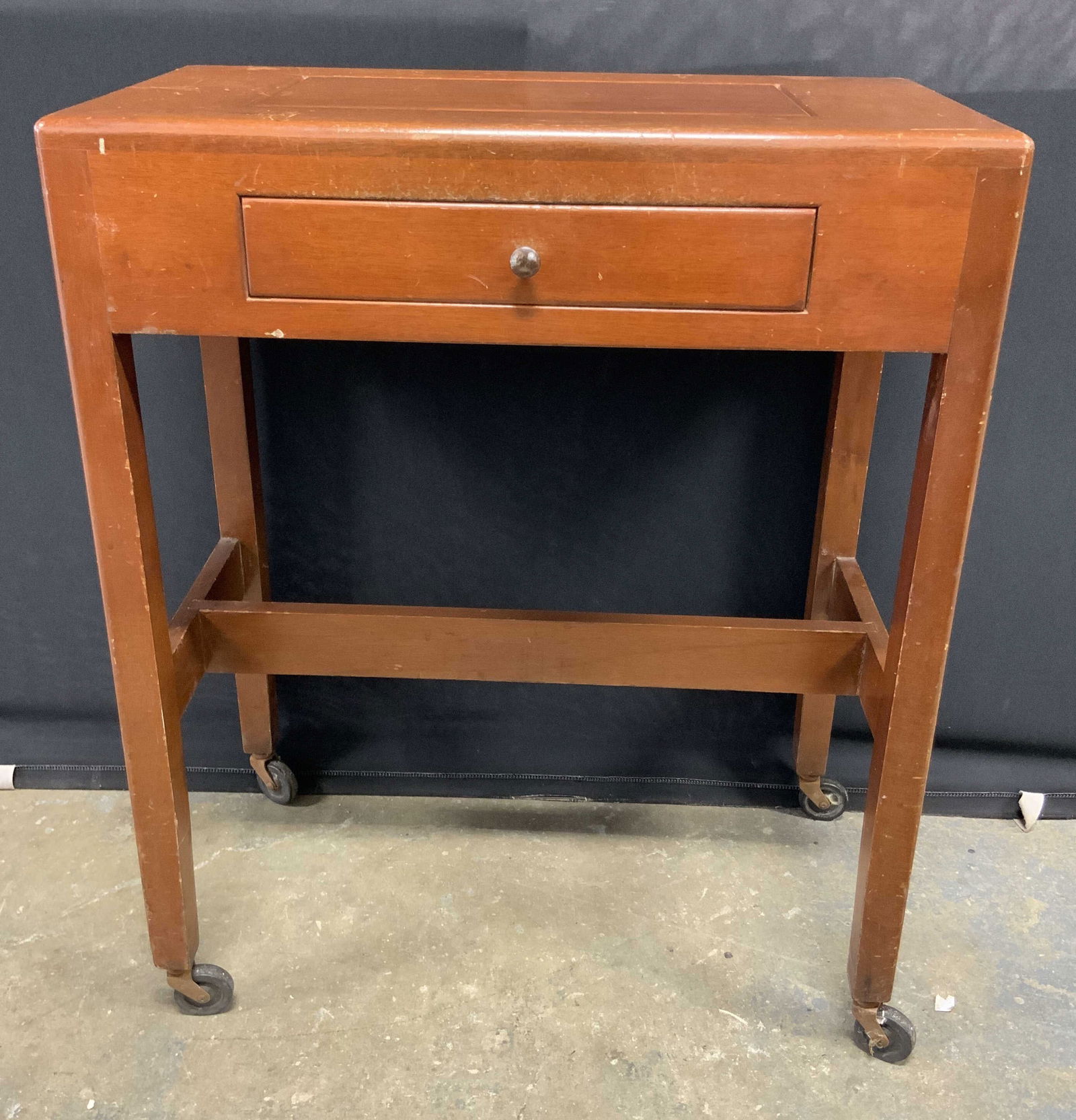 Vintage Wooden One Drawer Side Table W/ Casters (1 of 11)