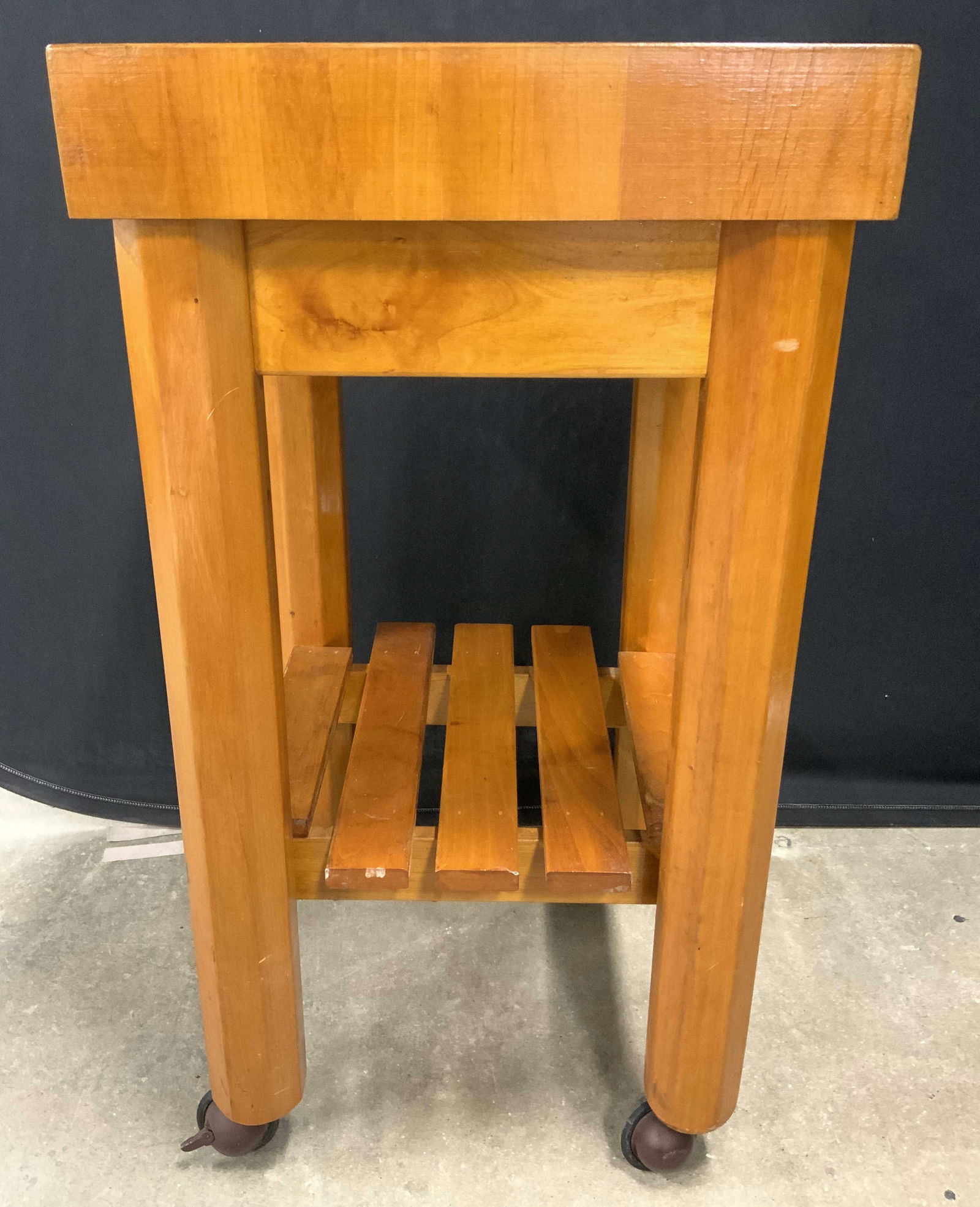 Vintage Wooden Butcher Block On Wheels (1 of 8)
