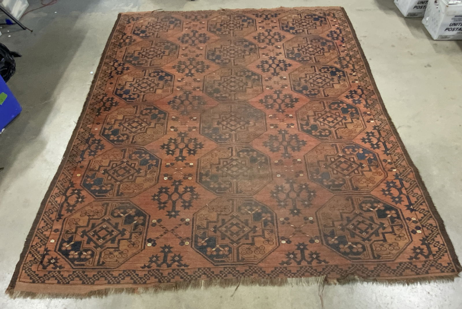 Vintage Persian Geometric Pattern Fringe Trim Rug (1 of 11)