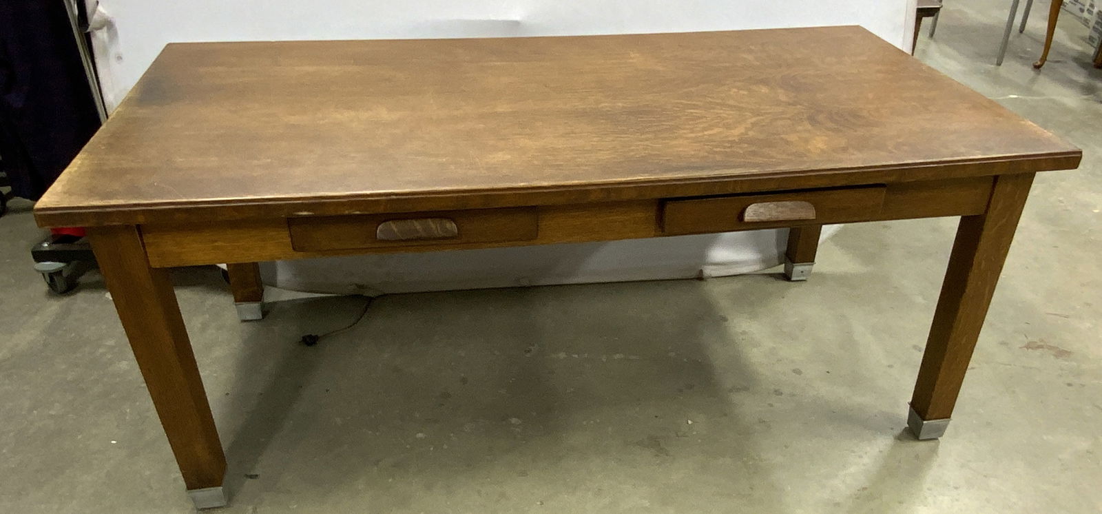 Vintage Wooden Two Drawer Dining Table (1 of 14)