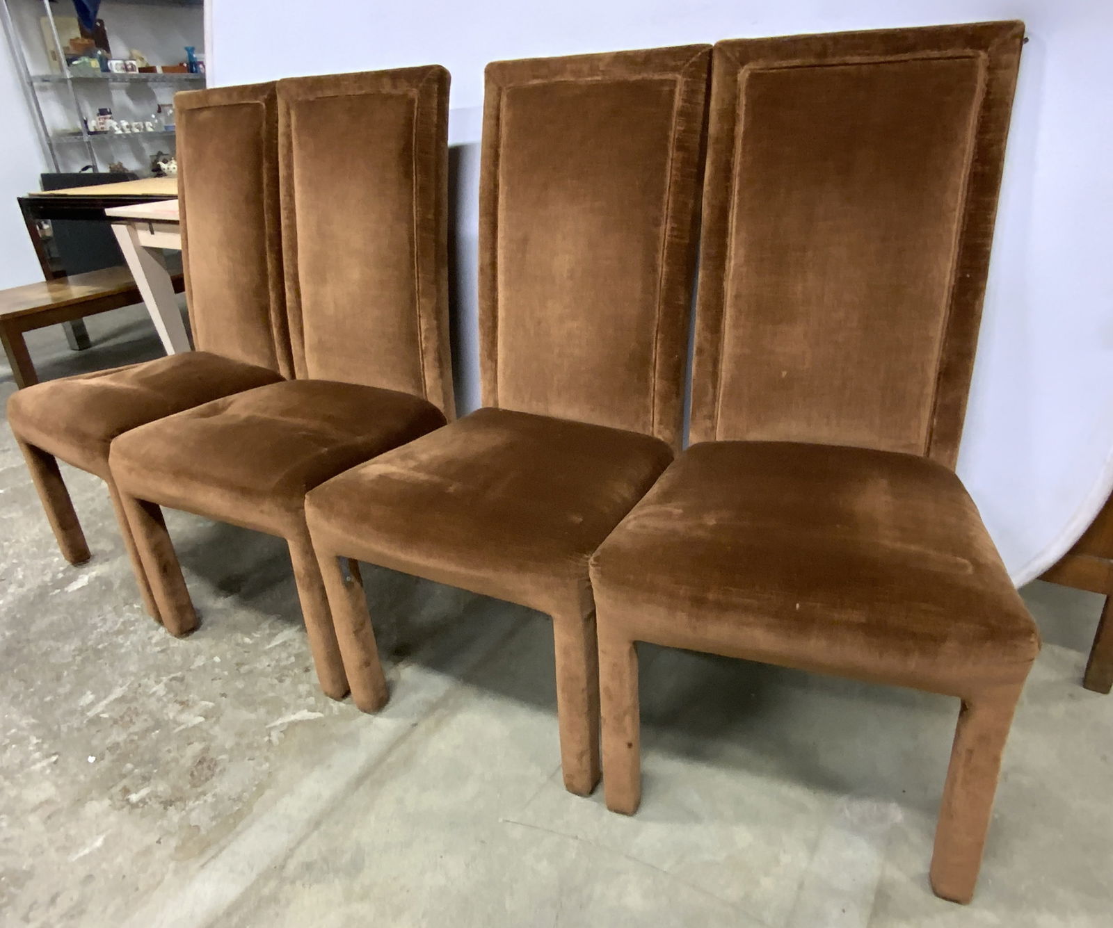 Set 4 Milo Baughman Brown Upholstered Dining Chairs (1 of 10)