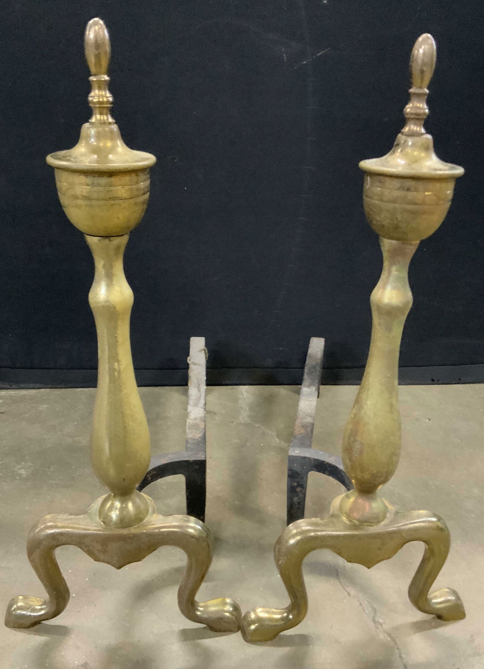 Pair Vintage Brass & Iron Andirons (1 of 7)