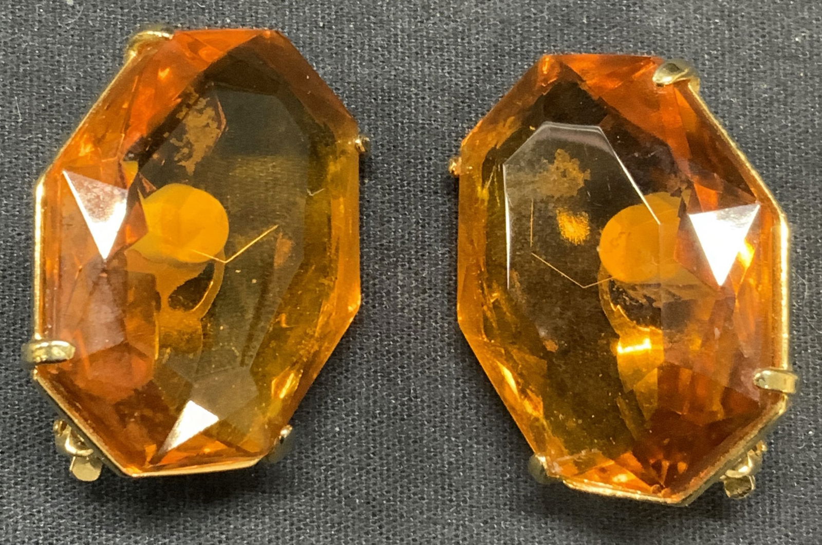 Gold Tone Orange Crystal Statement Earrings (1 of 6)