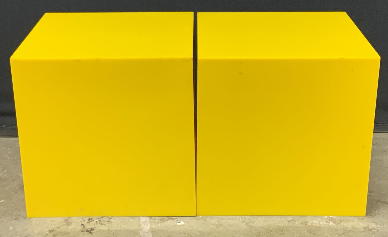 Pair Yellow Low Tables c1970s (1 of 11)