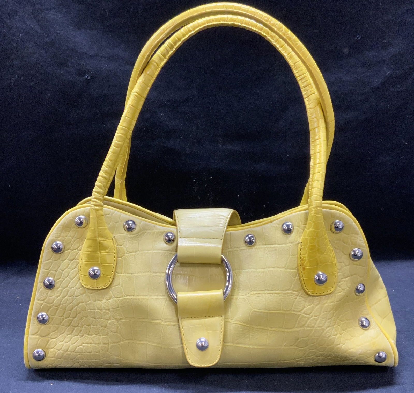 Desmo Yellow Croc Embossed Leather Handbag Italy (1 of 8)