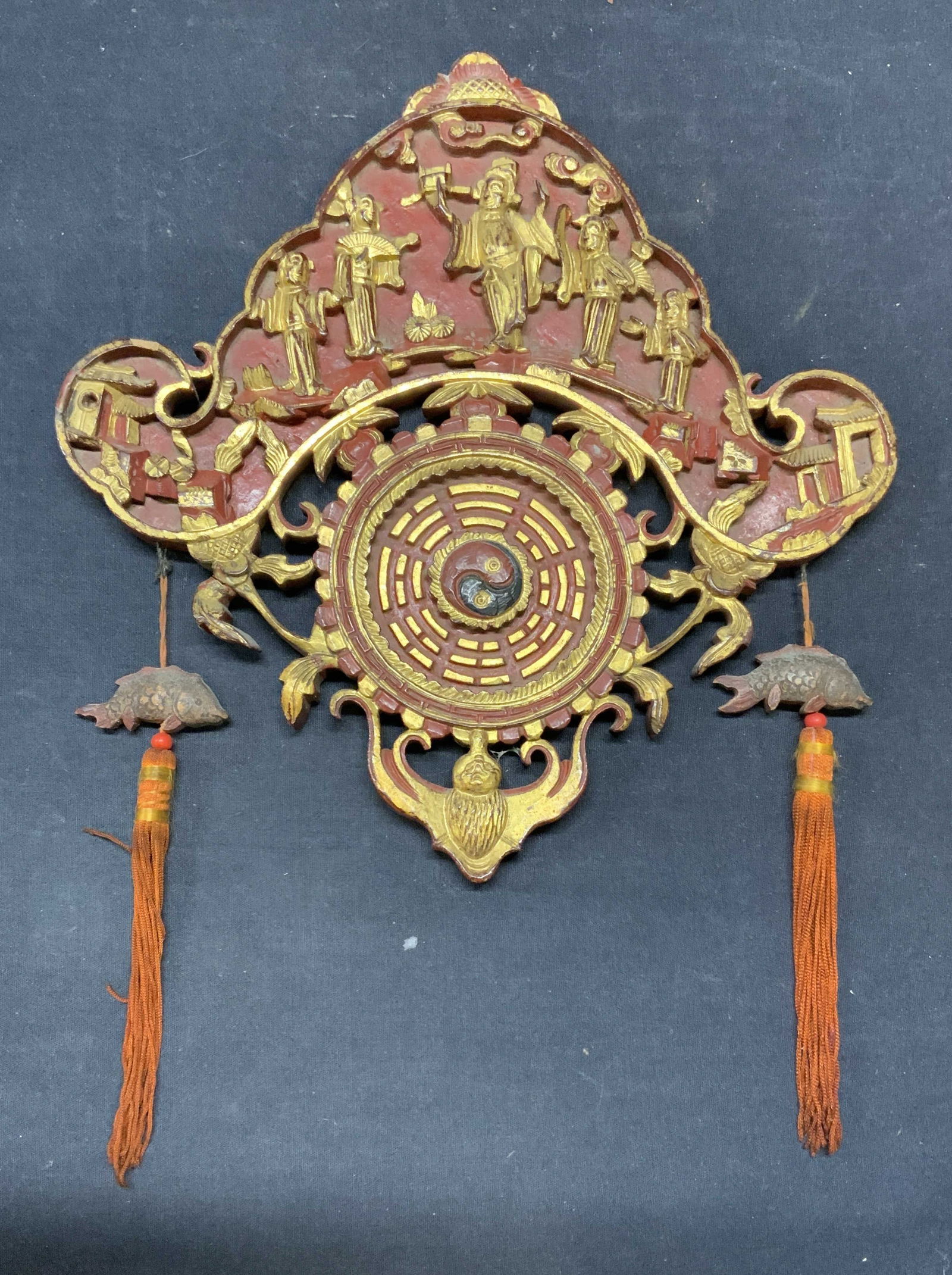 Vintage Asian Gilt Carved Wood Wall Hanging (1 of 7)