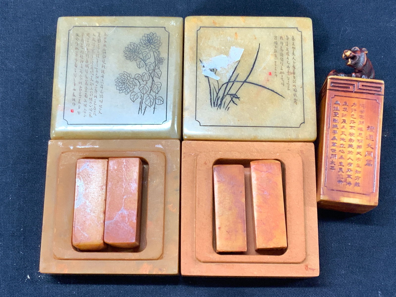 Lot 3 Carved Stone Asian Stamps (1 of 8)