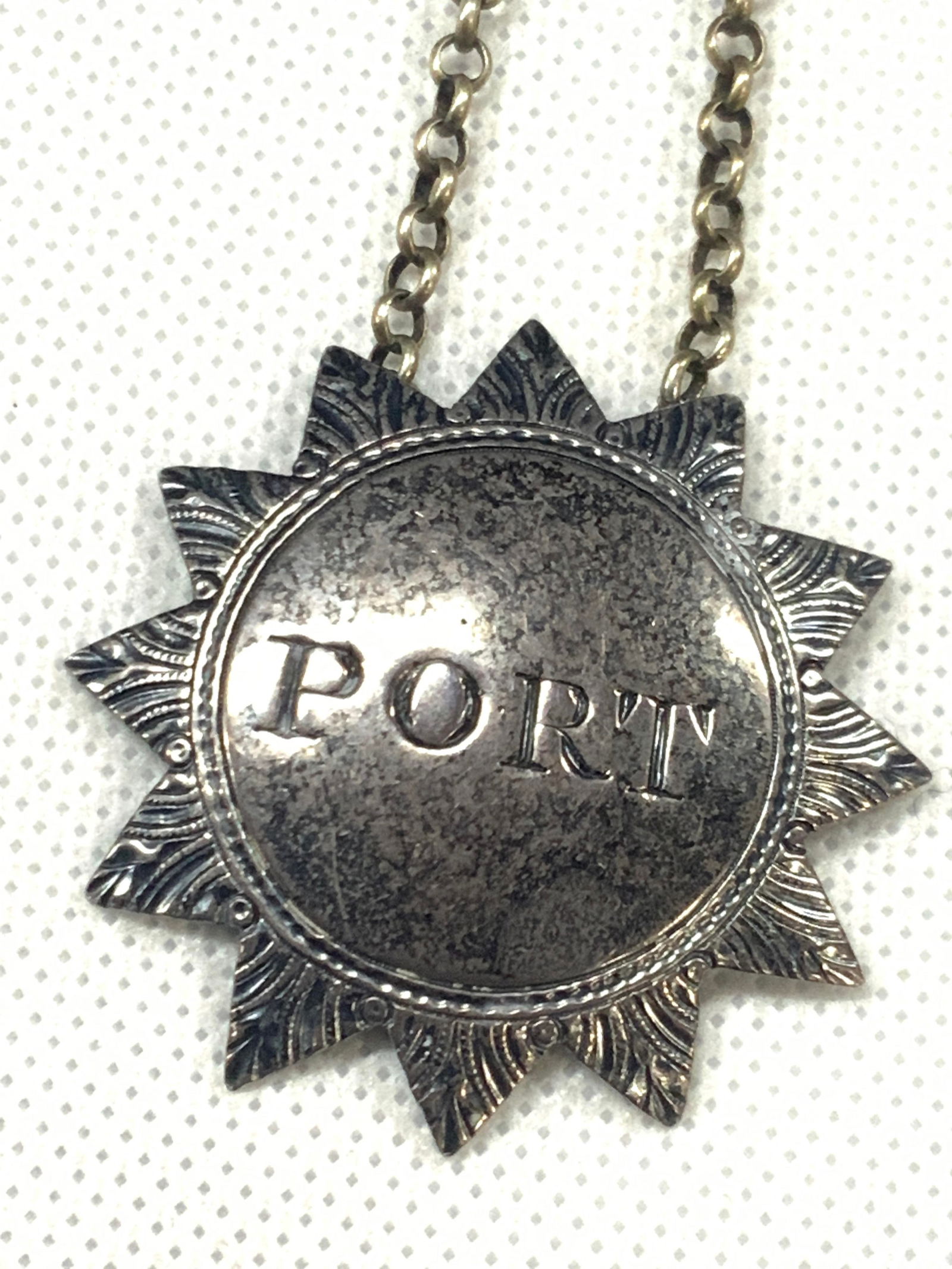 Vtng SB Stamped Sterling Silver Port Bottle Label (1 of 6)