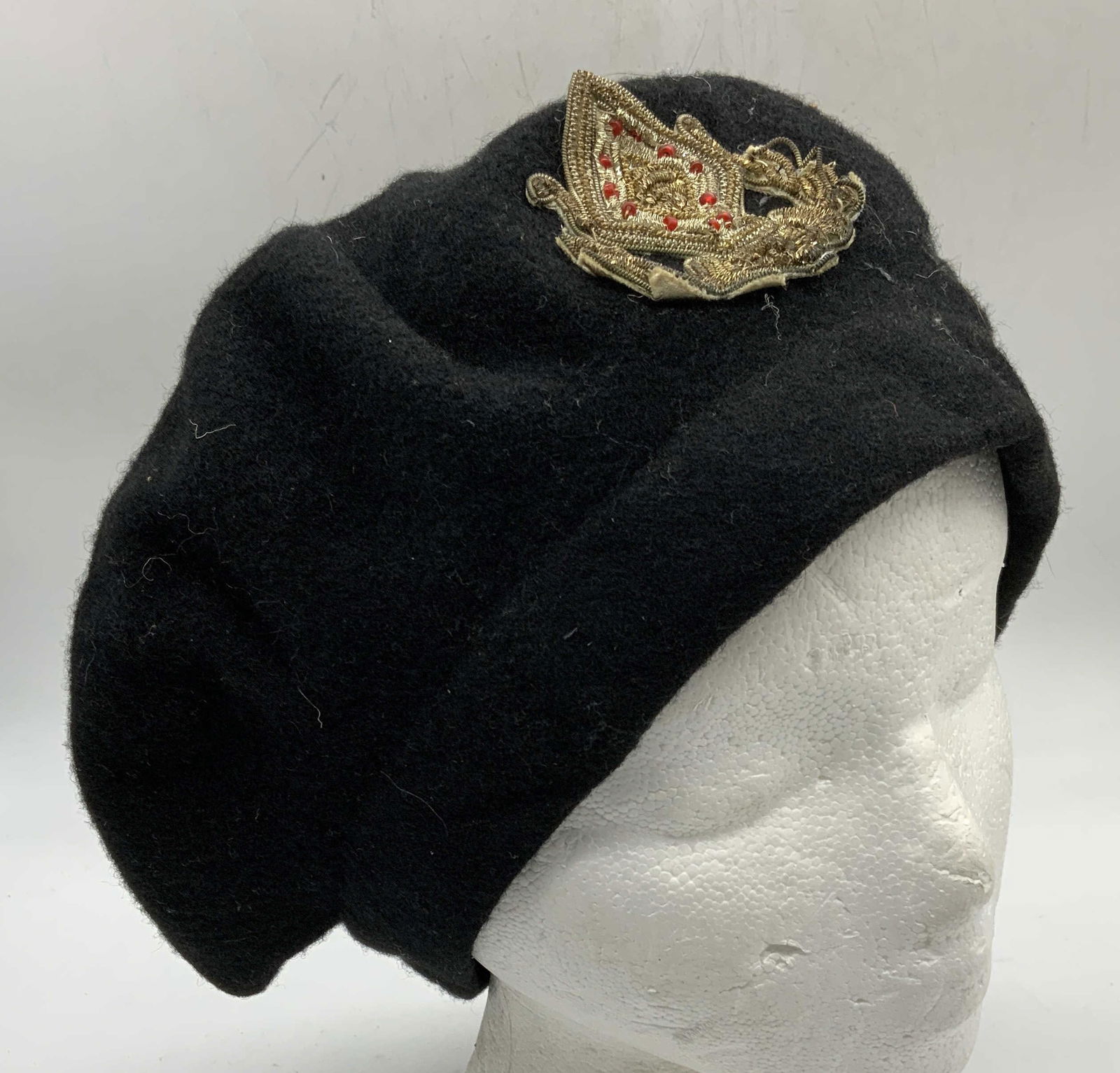 Black Wool Beaded Applique Hat (1 of 6)