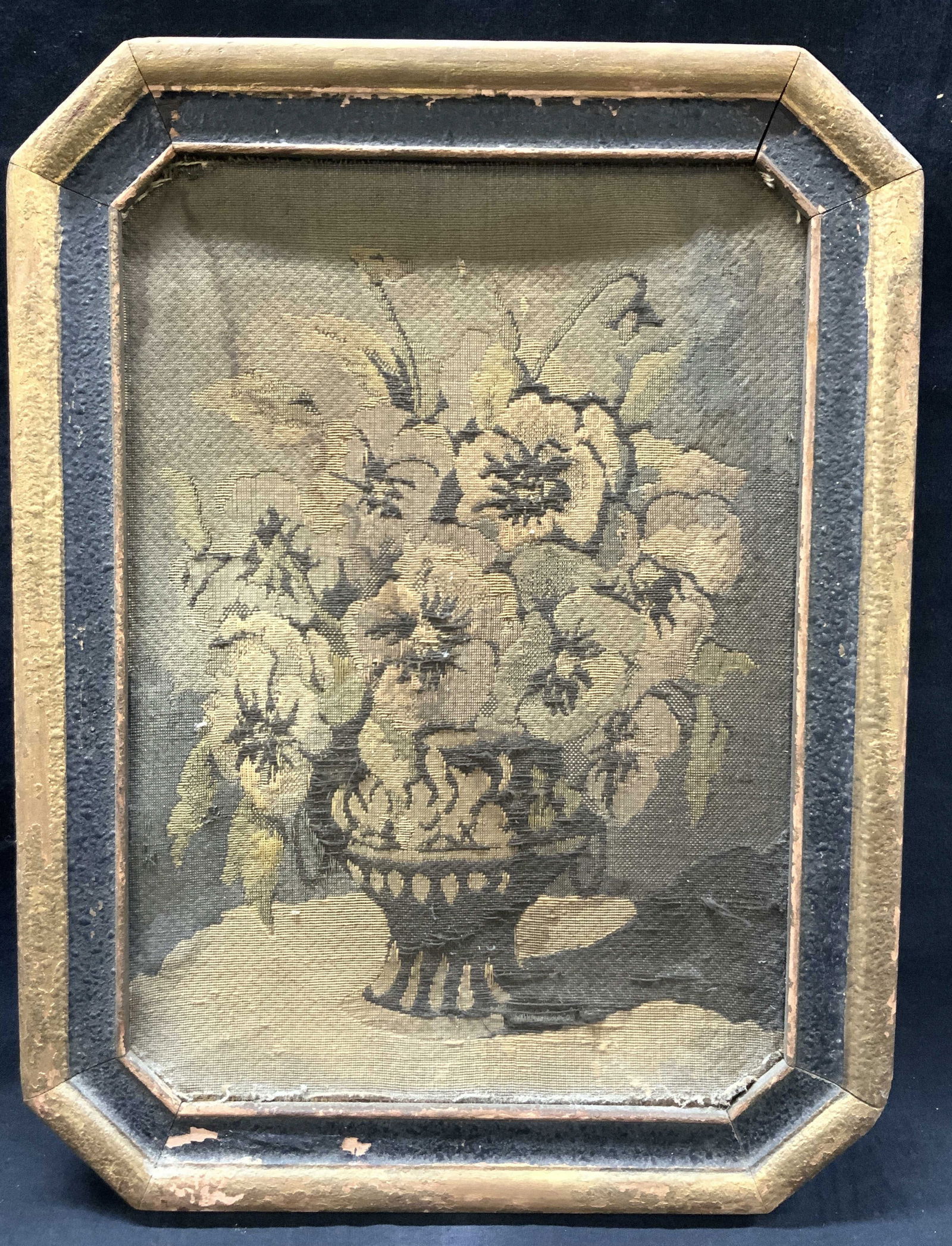 Antique Framed Floral Textile Fabric Art (1 of 10)