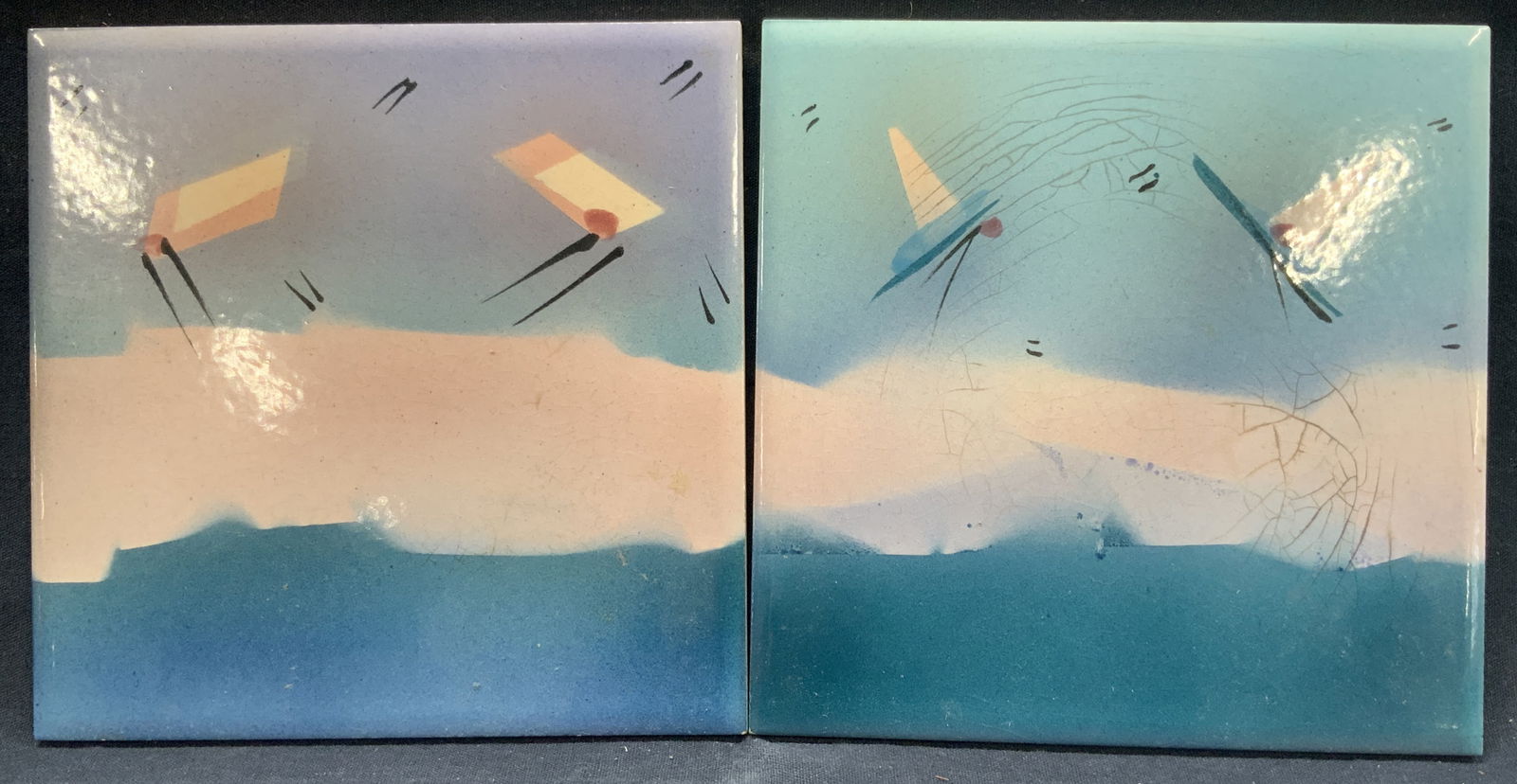 2 Art Deco Abstract Ceramic Tiles (1 of 7)