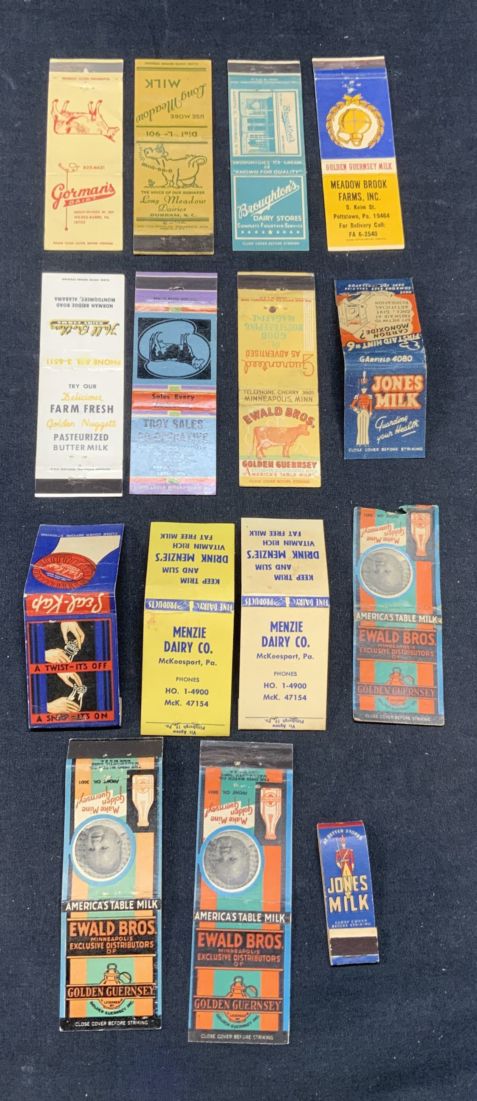 Lot 15 Vtg Dairy Milk Matchbooks & Covers (1 of 15)