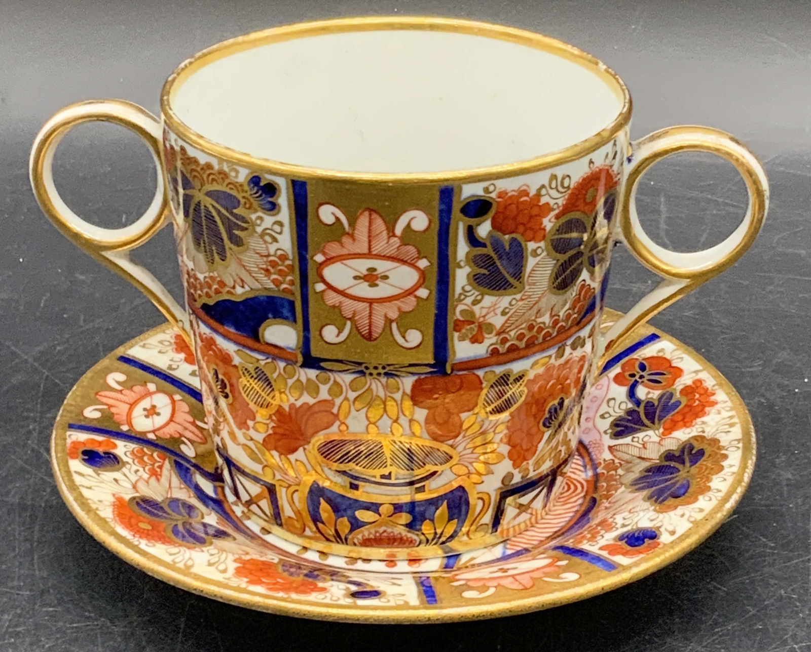 Vintage Hand Painted Double Handle Teacup & Saucer (1 of 10)