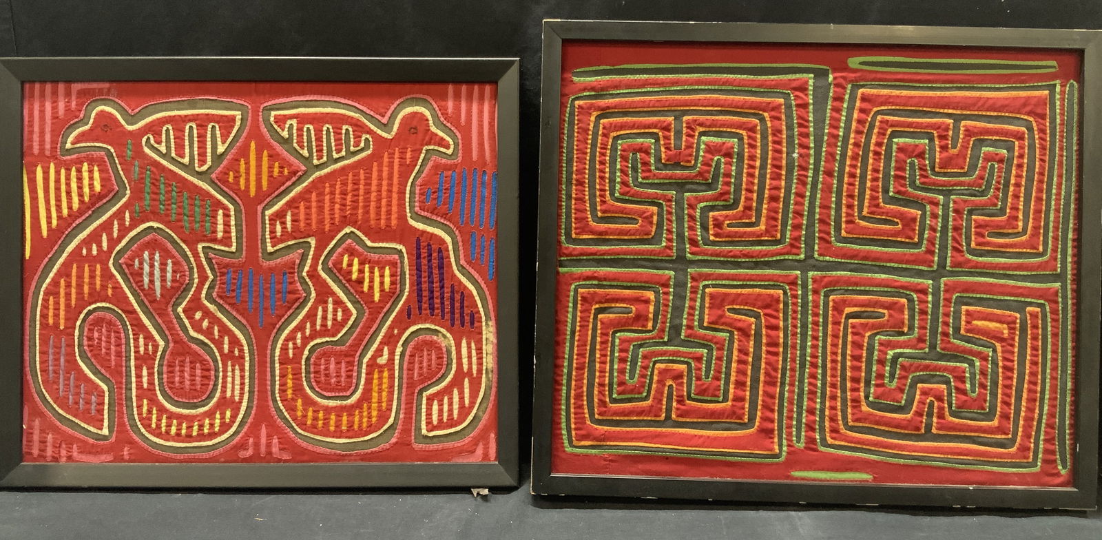 2 Framed Vintage MOLA Textile Art Panels (1 of 10)