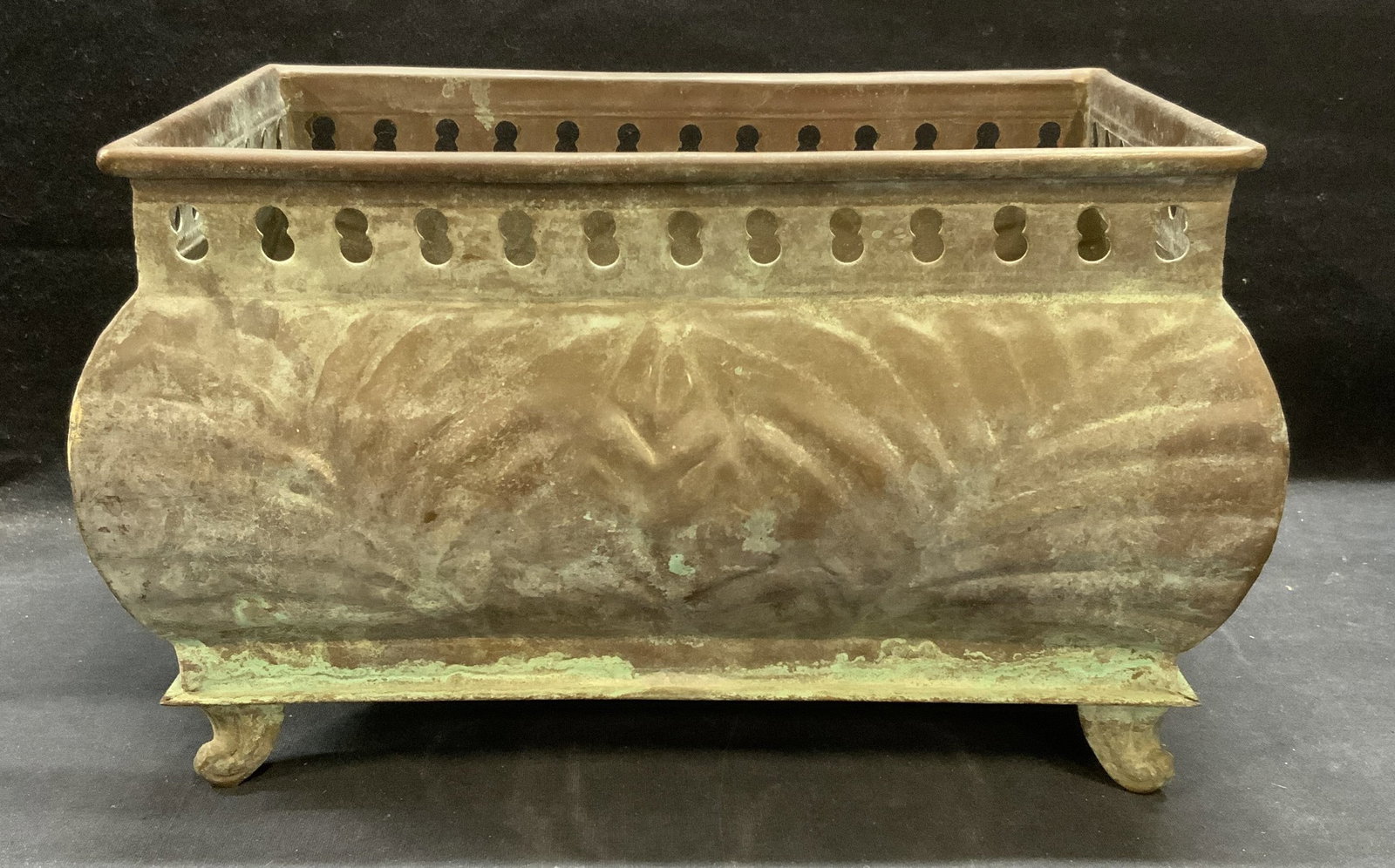 Vintage Pierced Metal Footed Planter (1 of 6)