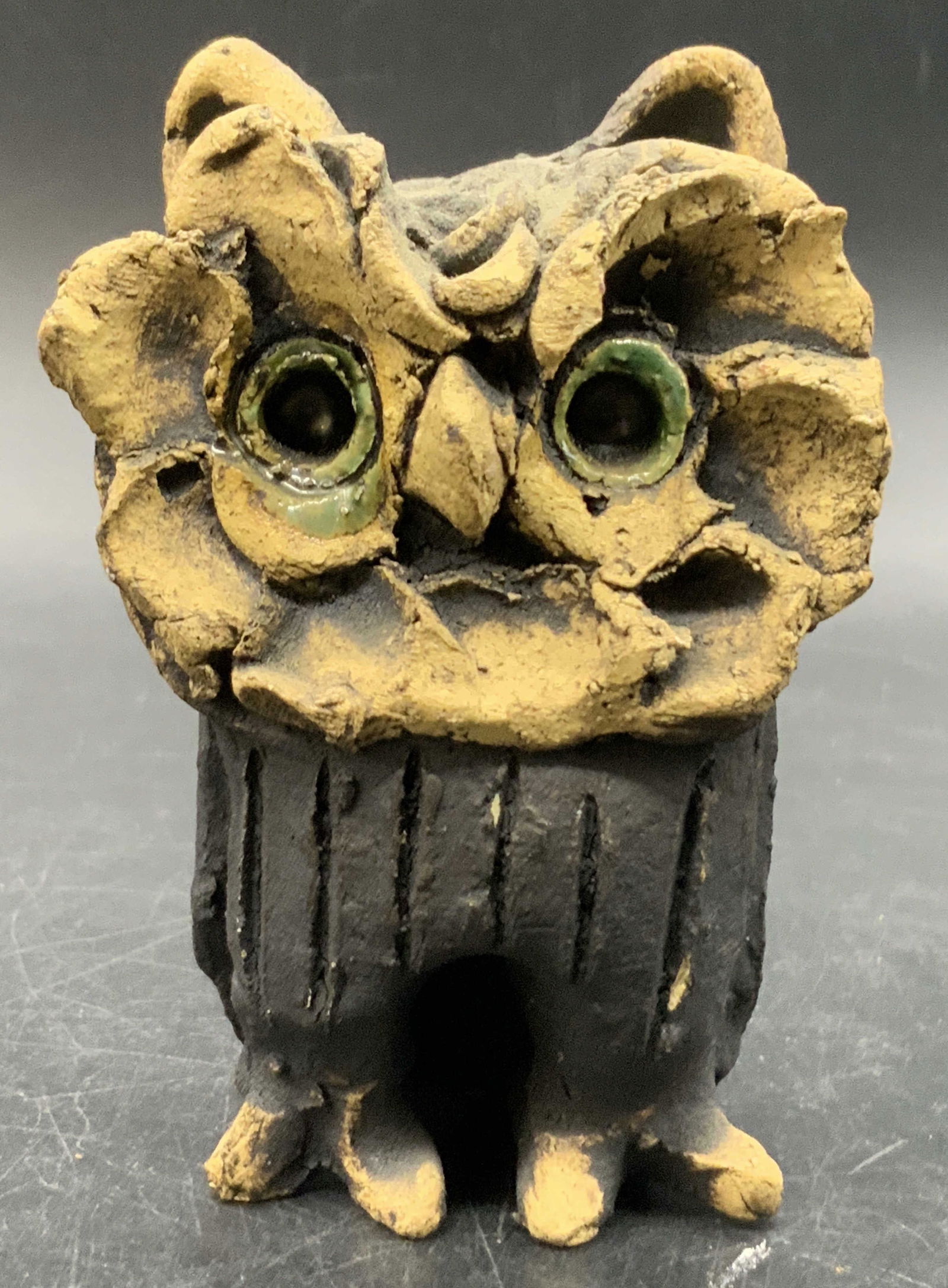 Vintage MCM Brutalist Handmade Clay Owl Figural (1 of 10)