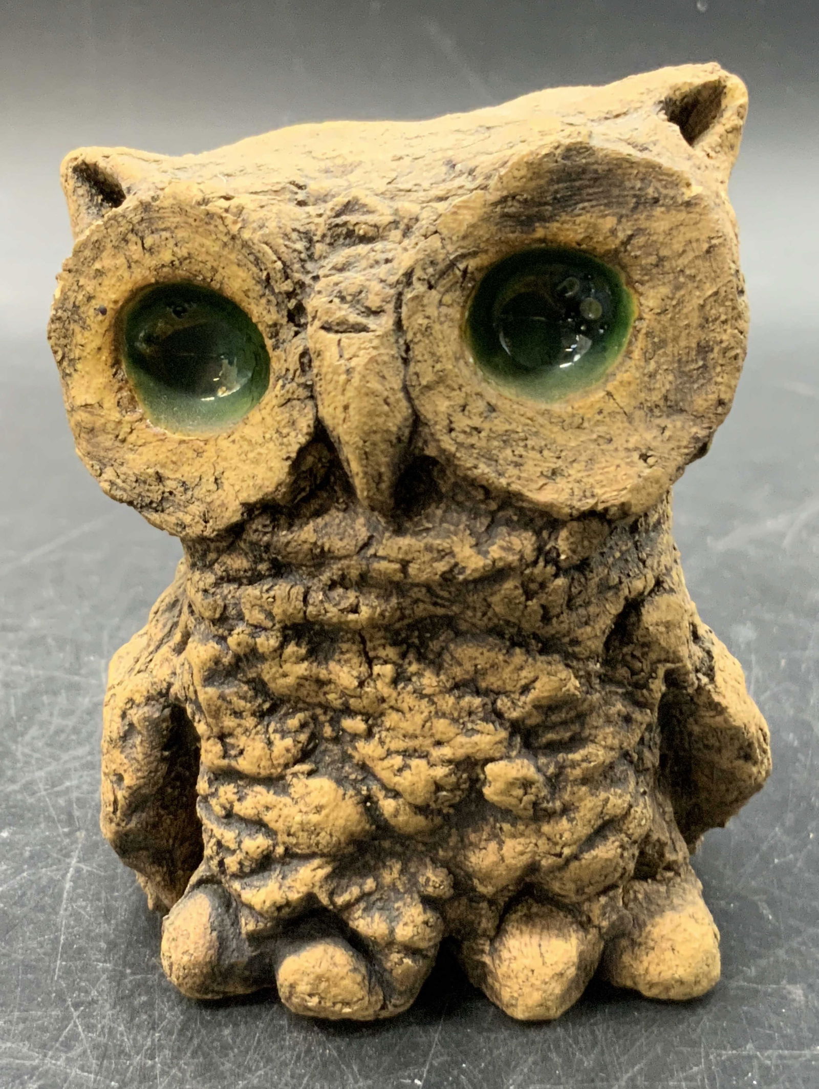 Signed Vintage MCM Brutalist Handmade Clay Owl (1 of 11)