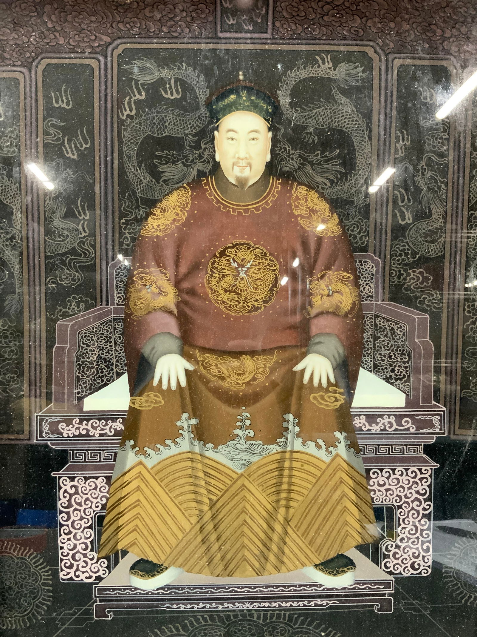 Reverse Painting On Glass Asian Ancestor Portrait (1 of 10)